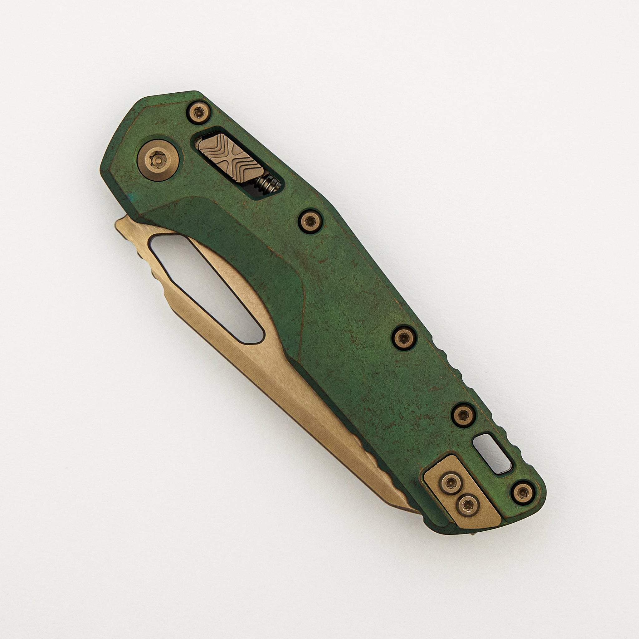 "Marfione Select" MSI - RAM-LOK - Bronzed Stonewash Finish Antique Green Anodized Slab Side Titanium W/ Bronze Titanium Accent