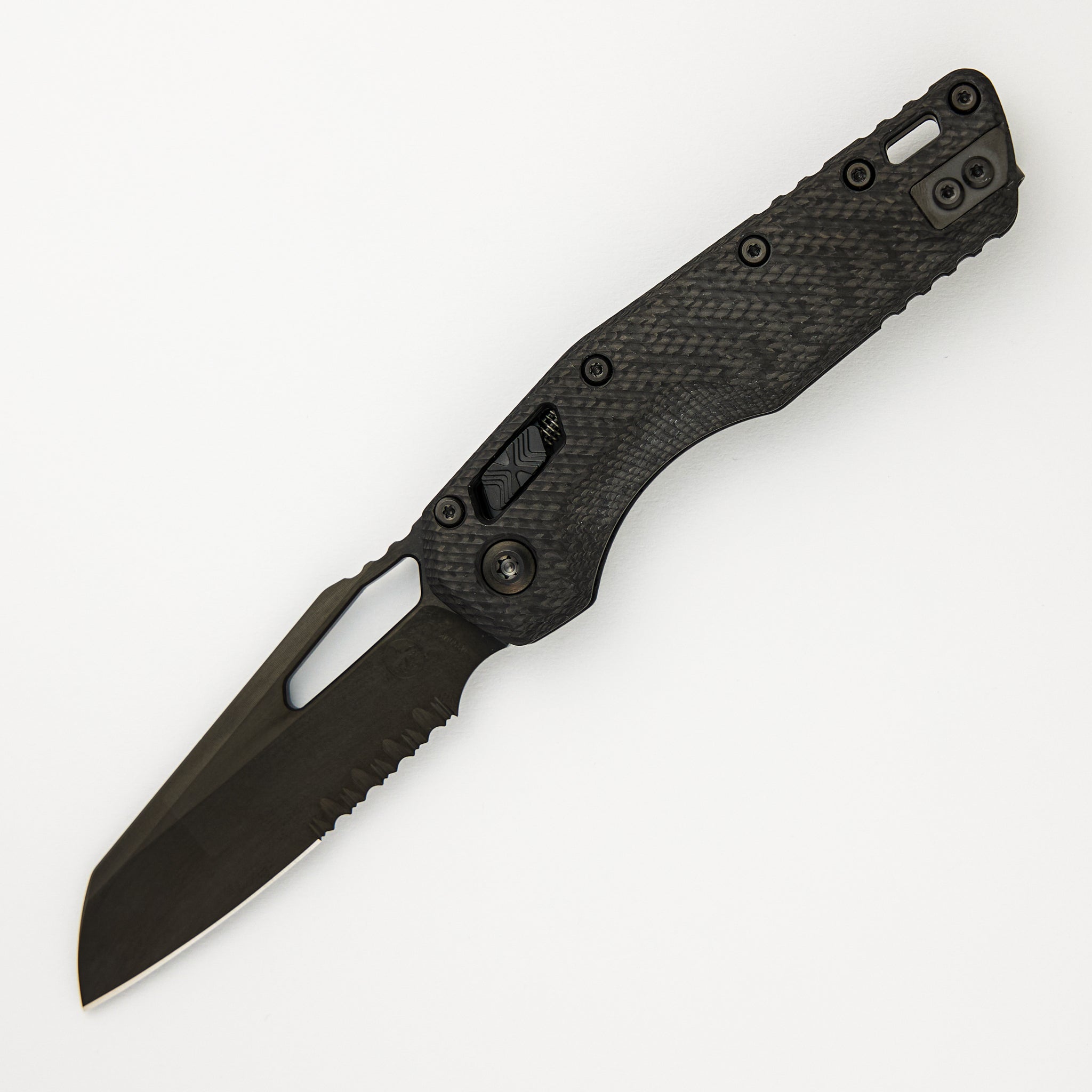 Microtech MSI S/E Signature Series Fluted Carbon Fiber Handle DLC Partial Serrated 210-2 DLCTFLCFS