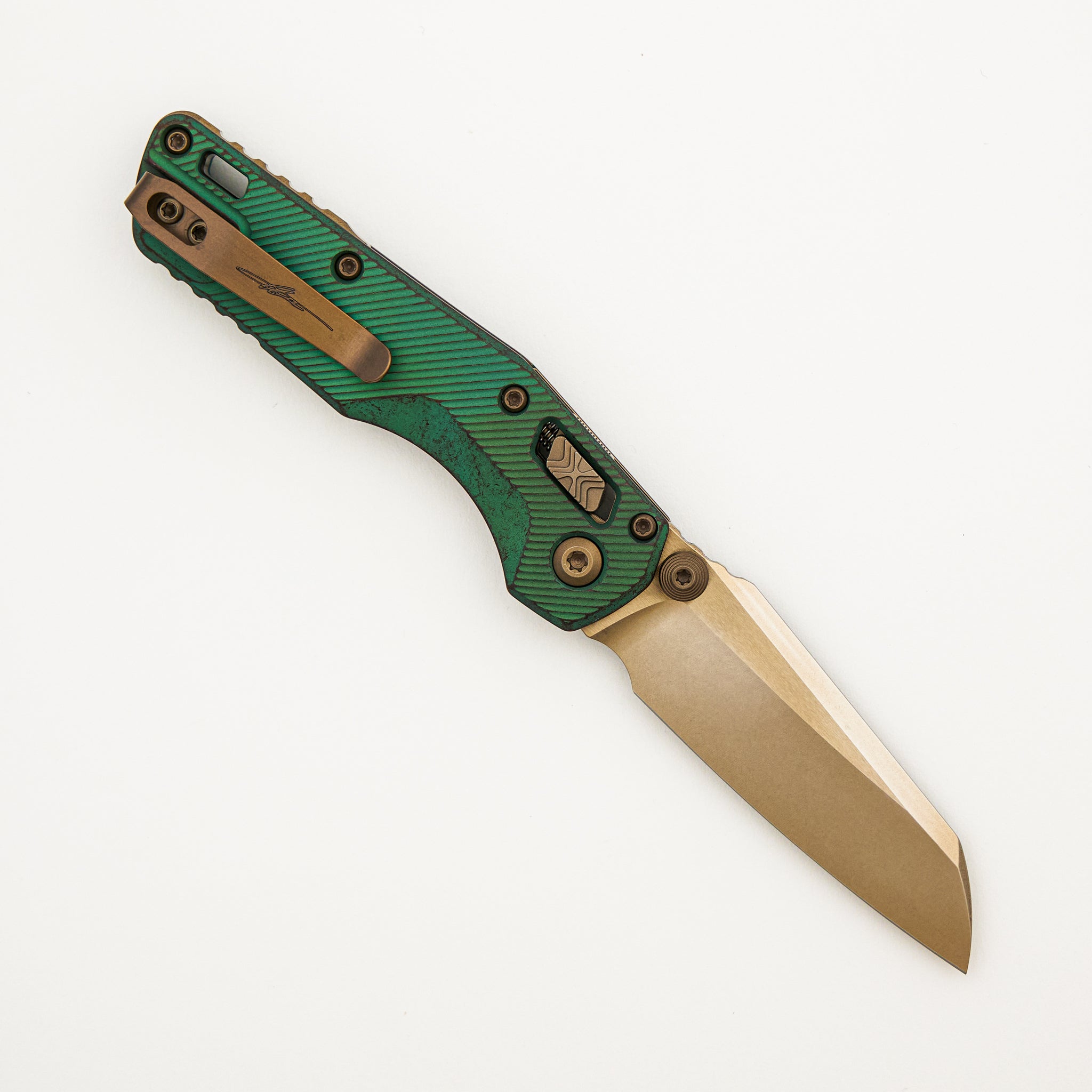 "Marfione Select" MSI Mini S/E Bronzed Stonewash Finished Antique Green Anodized Fluted Titanium W/ Bronze Accent 210M-13FLMS2