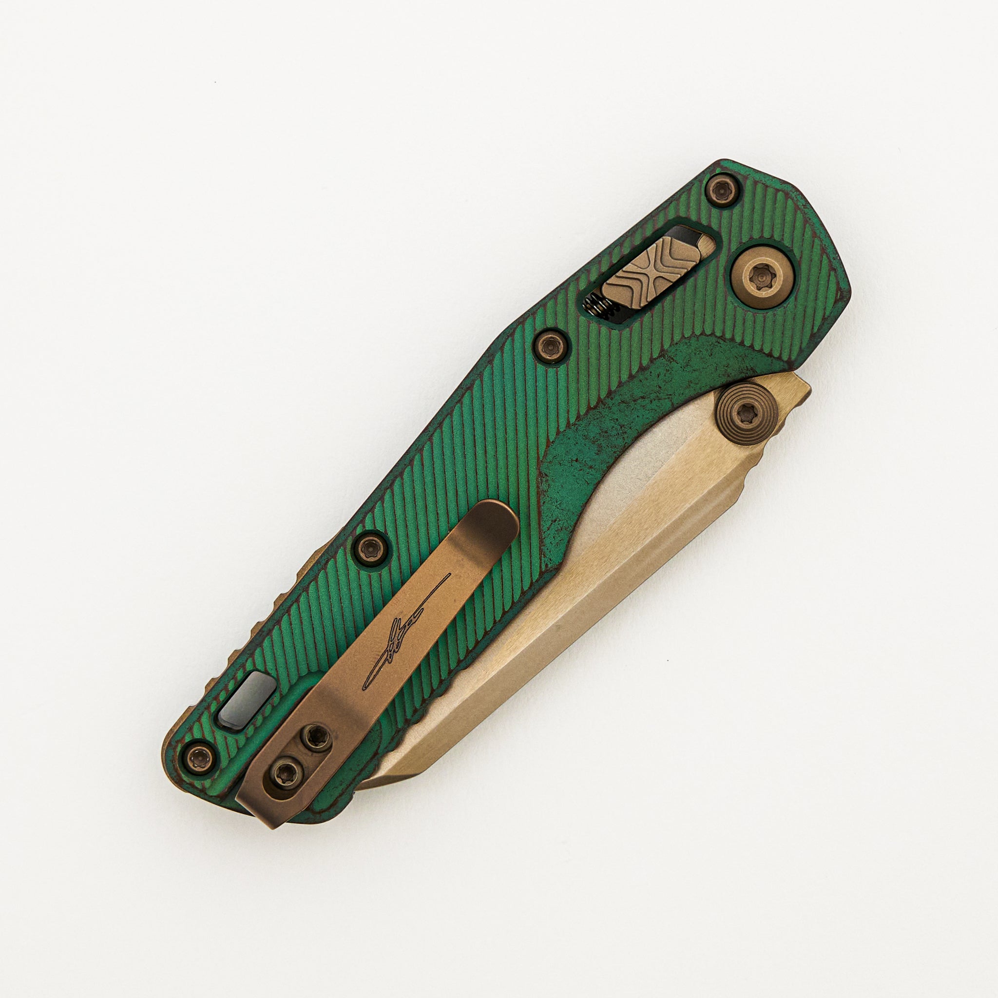 "Marfione Select" MSI Mini S/E Bronzed Stonewash Finished Antique Green Anodized Fluted Titanium W/ Bronze Accent 210M-13FLMS2