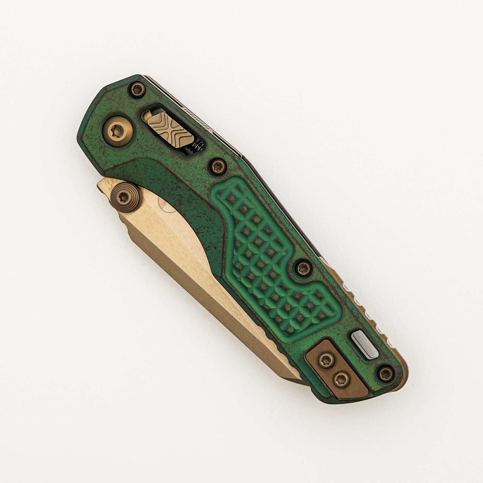 "Marfione Select" MSI Mini S/E Bronzed Stonewash Finished Antique Green Anodized Frag Pattern Titanium W/ Bronze Accent 210M-13FRMS2