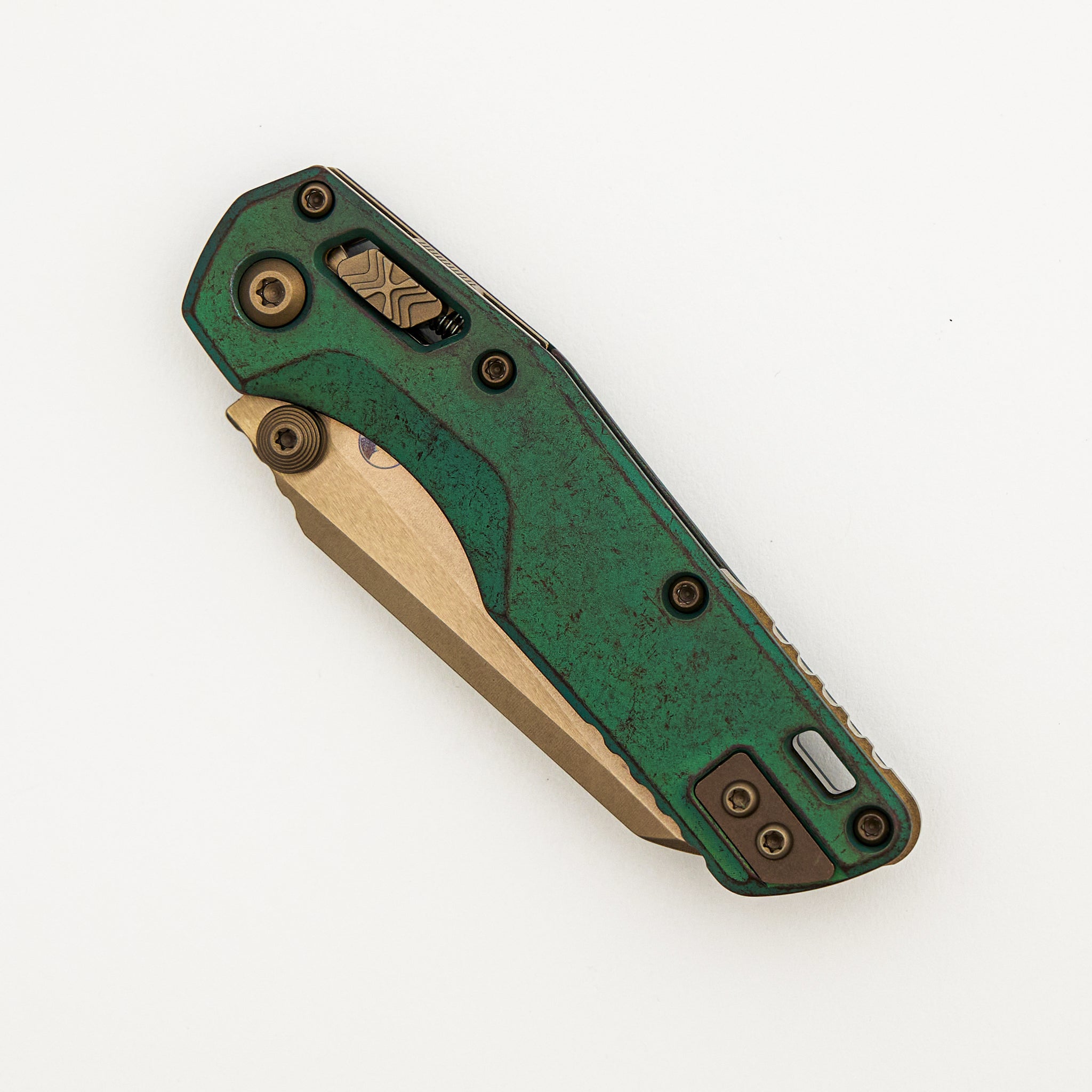"Marfione Select" MSI Mini S/E Bronzed Stonewash Finished Antique Green Anodized Slab Side Titanium W/ Bronze Accent 210M-13MS2