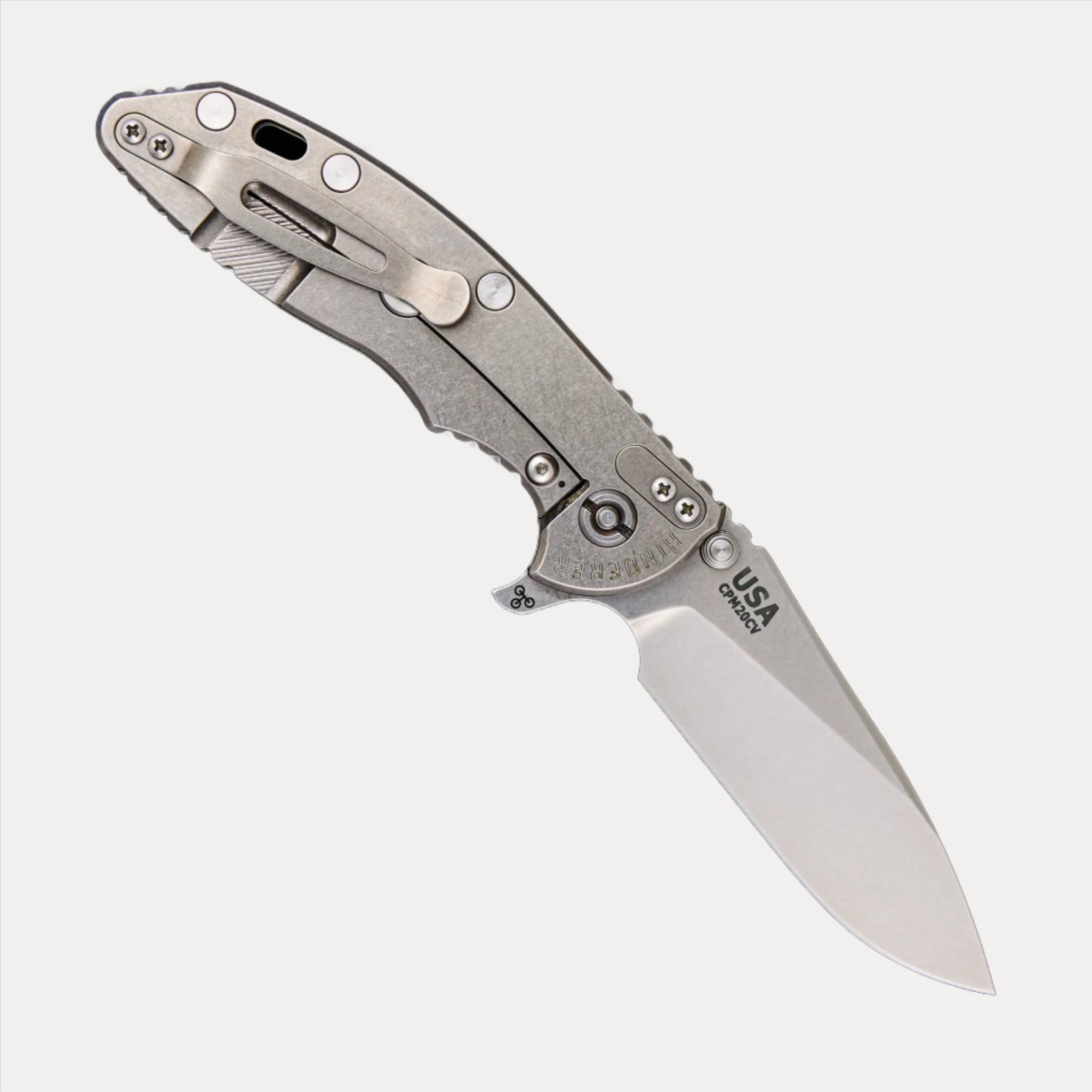 Hinderer Knives XM-18 3.5″ – Slicer CPM 20CV – Tri-Way – Stonewash – Red G10