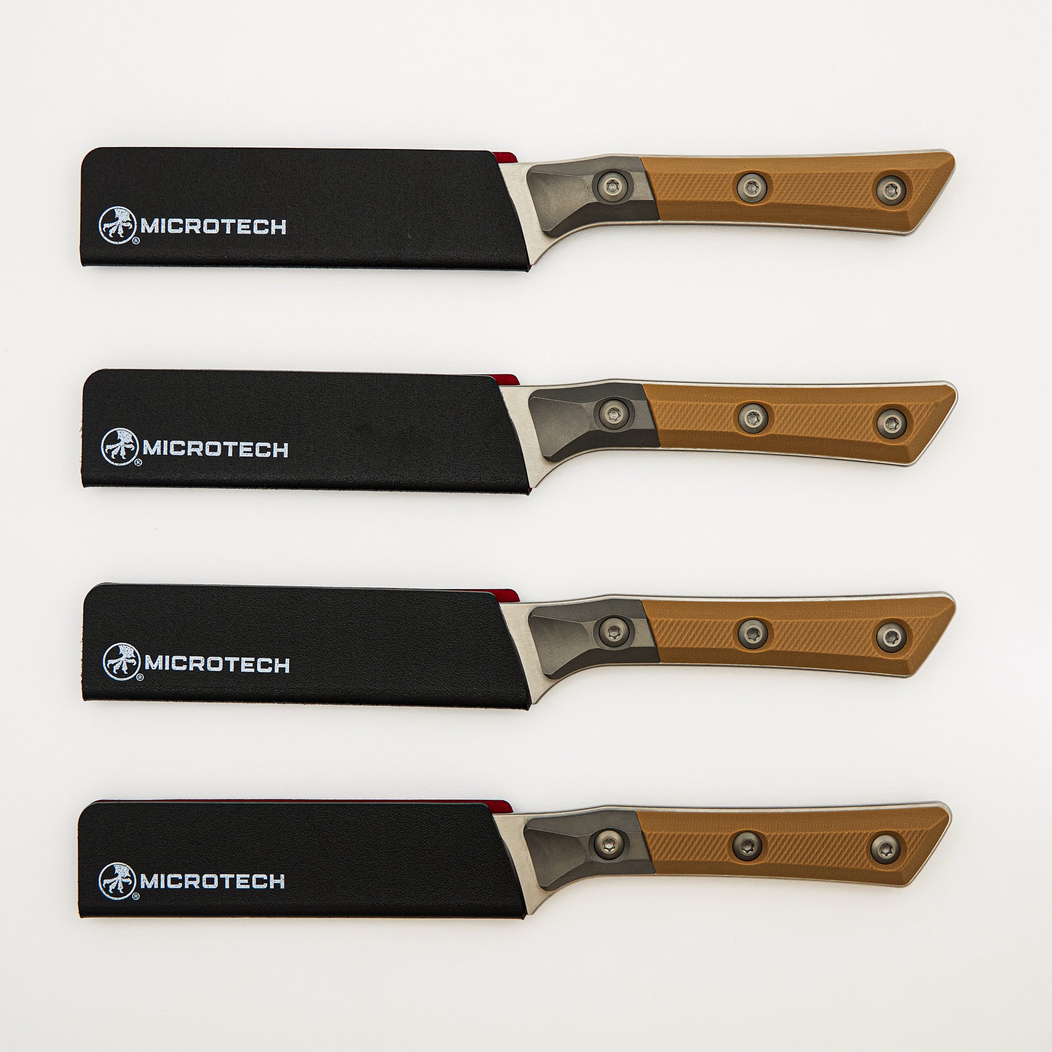 Steak Knife Set - G-10 Coyote Tan - Bead Blast Bolster - Stonewash Standard - 3600B-10 SETCE