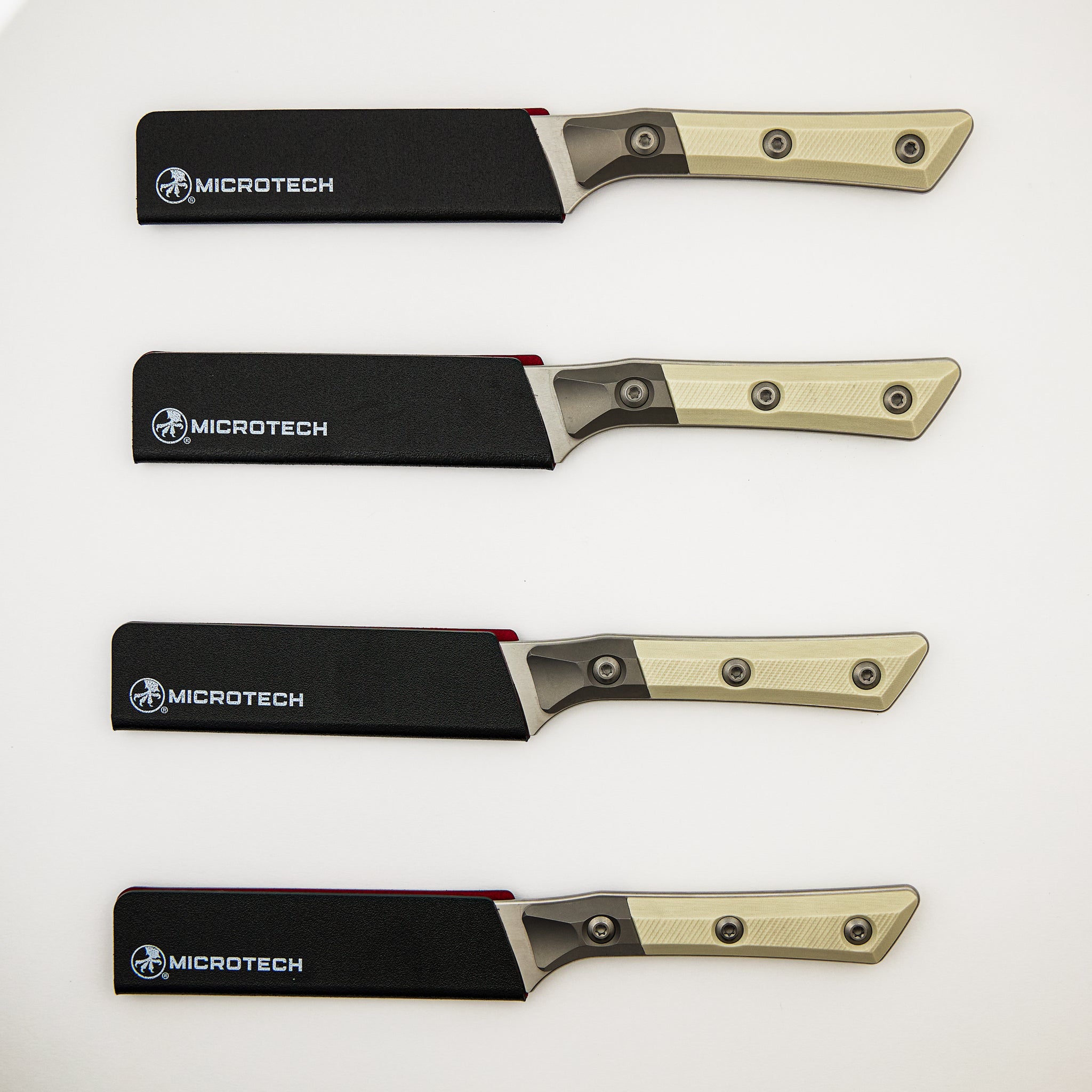 Steak Knife Set - G-10 Ivory - Bead Blast Bolster - Stonewash Standard - 3600B-10 SETIV