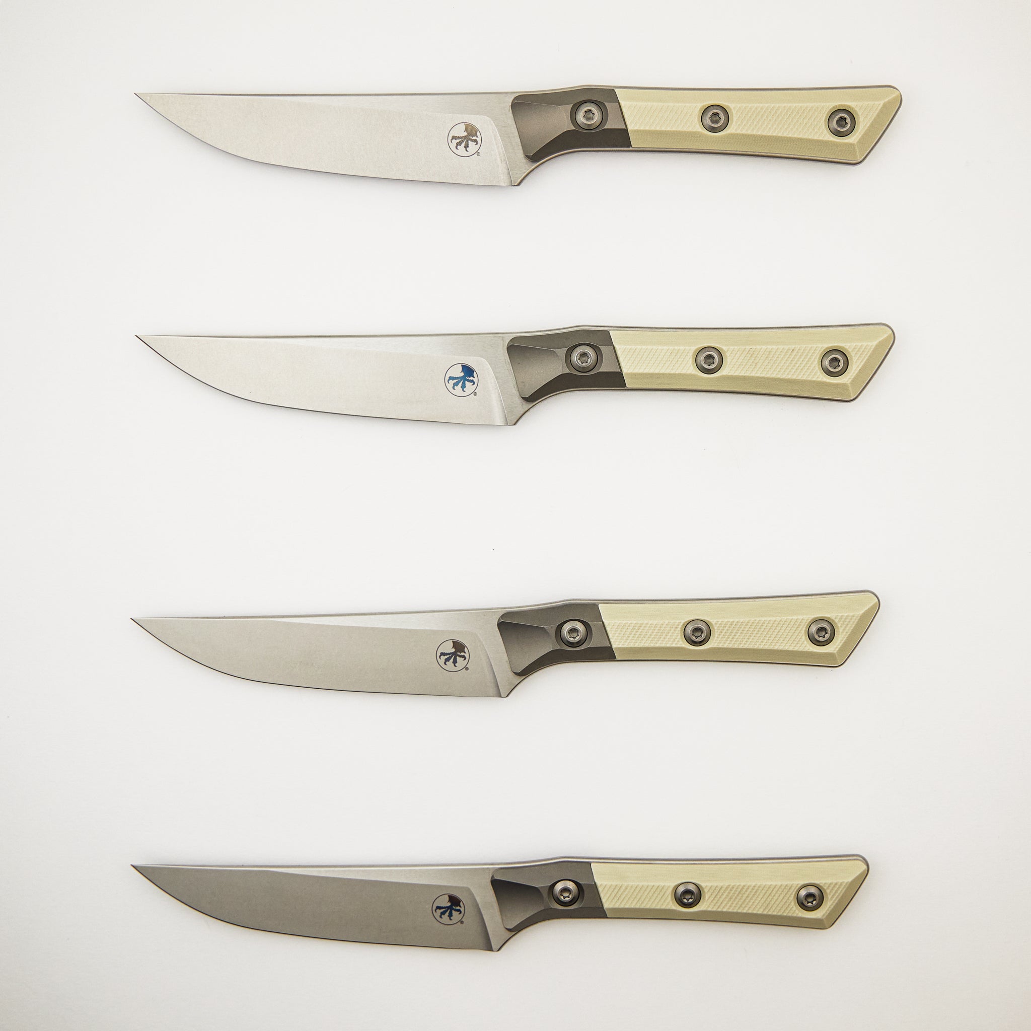 Steak Knife Set - G-10 Ivory - Bead Blast Bolster - Stonewash Standard - 3600B-10 SETIV