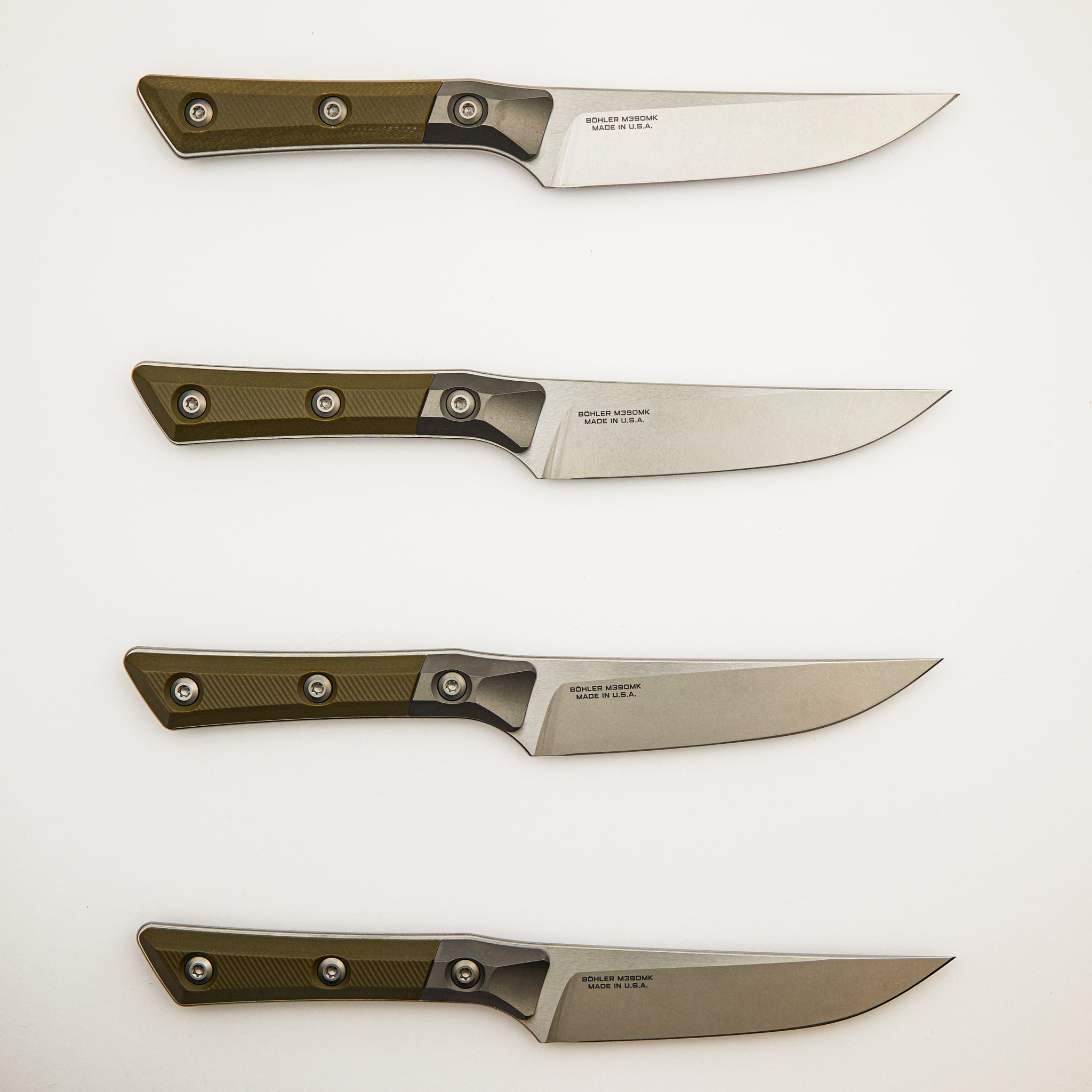 Steak Knife Set - G-10 OD Green - Bead Blast Bolster - Stonewash Standard - 3600B-10 SETOD