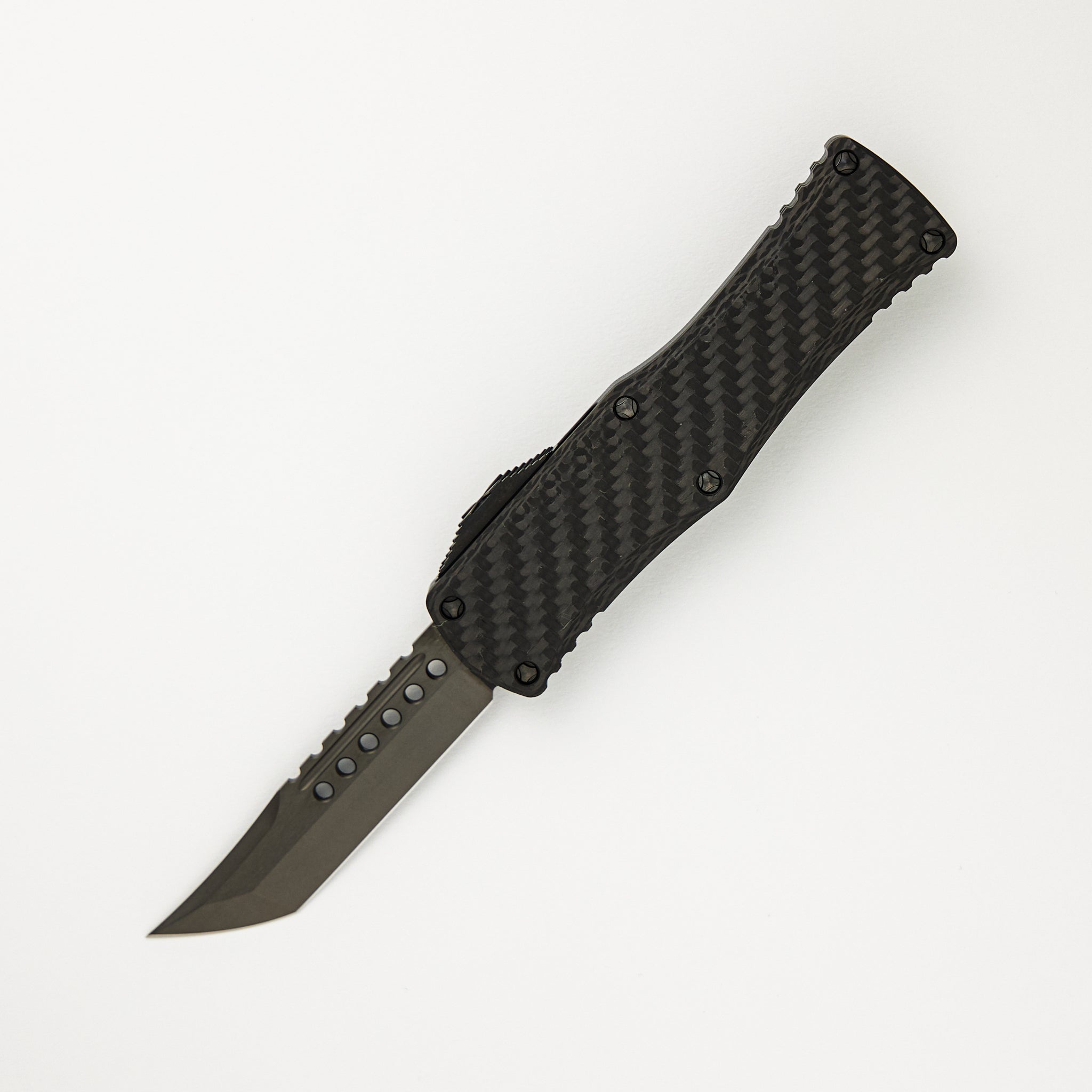 Microtech Hera Hellhound Shadow Carbon Fiber Top DLC Stnadard DLC Hardware 919-1 DLCTCFSH