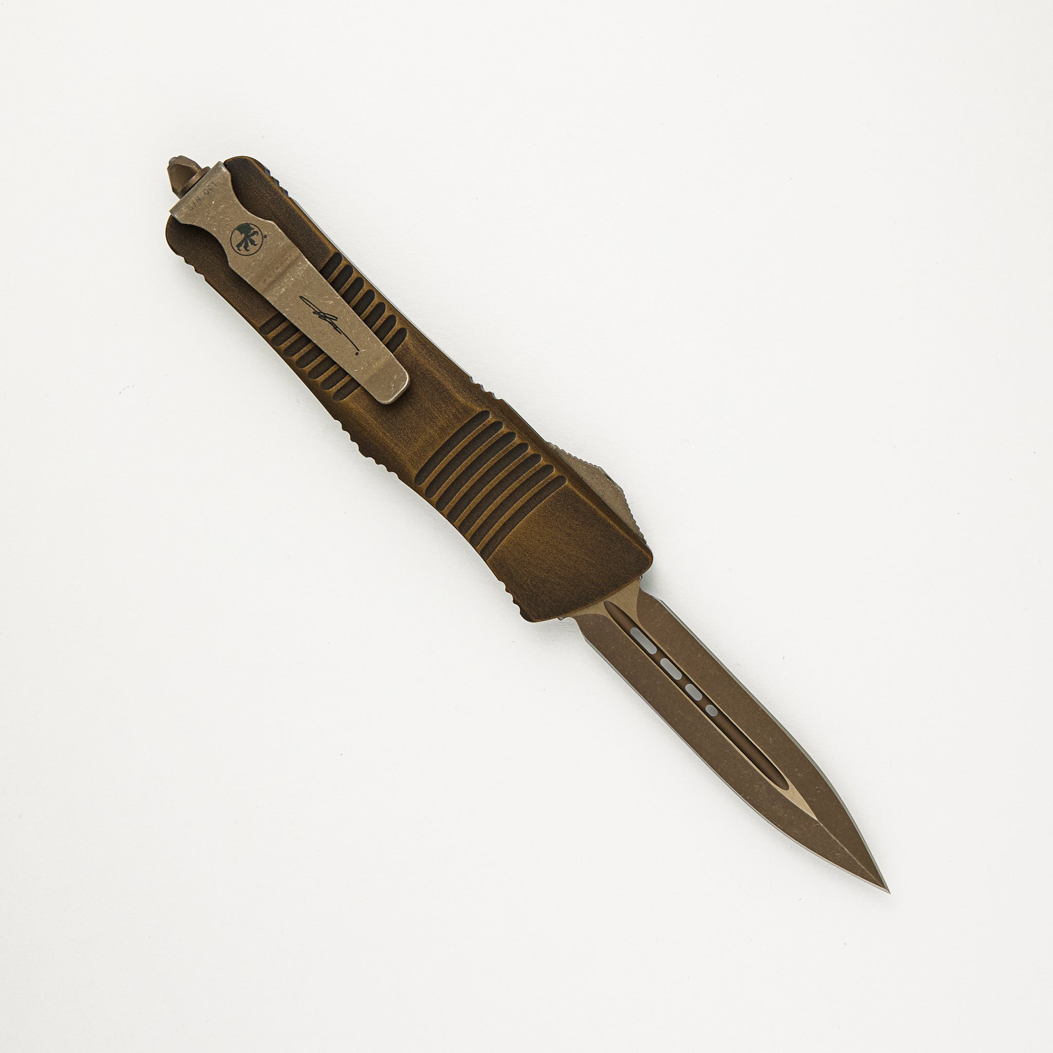 Microtech Troodon D/E Signature Series Antique Bronze Bronzed Apocalyptic 138-13 APABS S/N 001