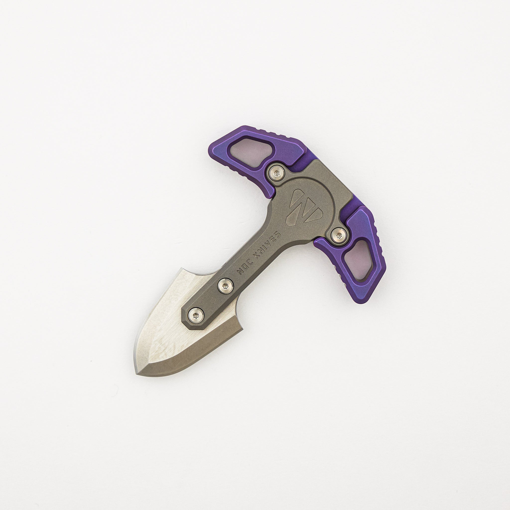 E-002-01 Push Dagger - Stonewash/Purple Anodized Titanium Handle