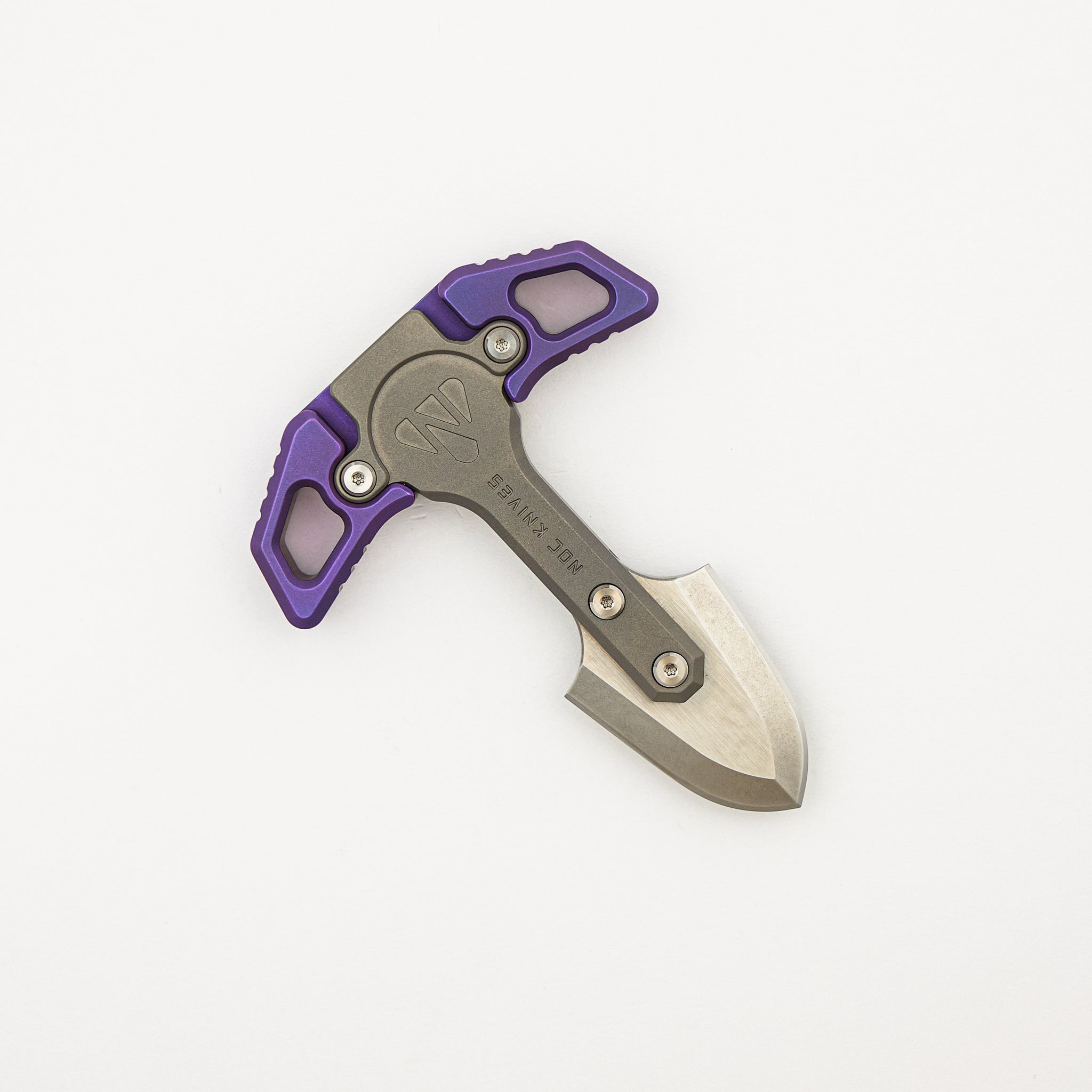 E-002-01 Push Dagger - Stonewash/Purple Anodized Titanium Handle