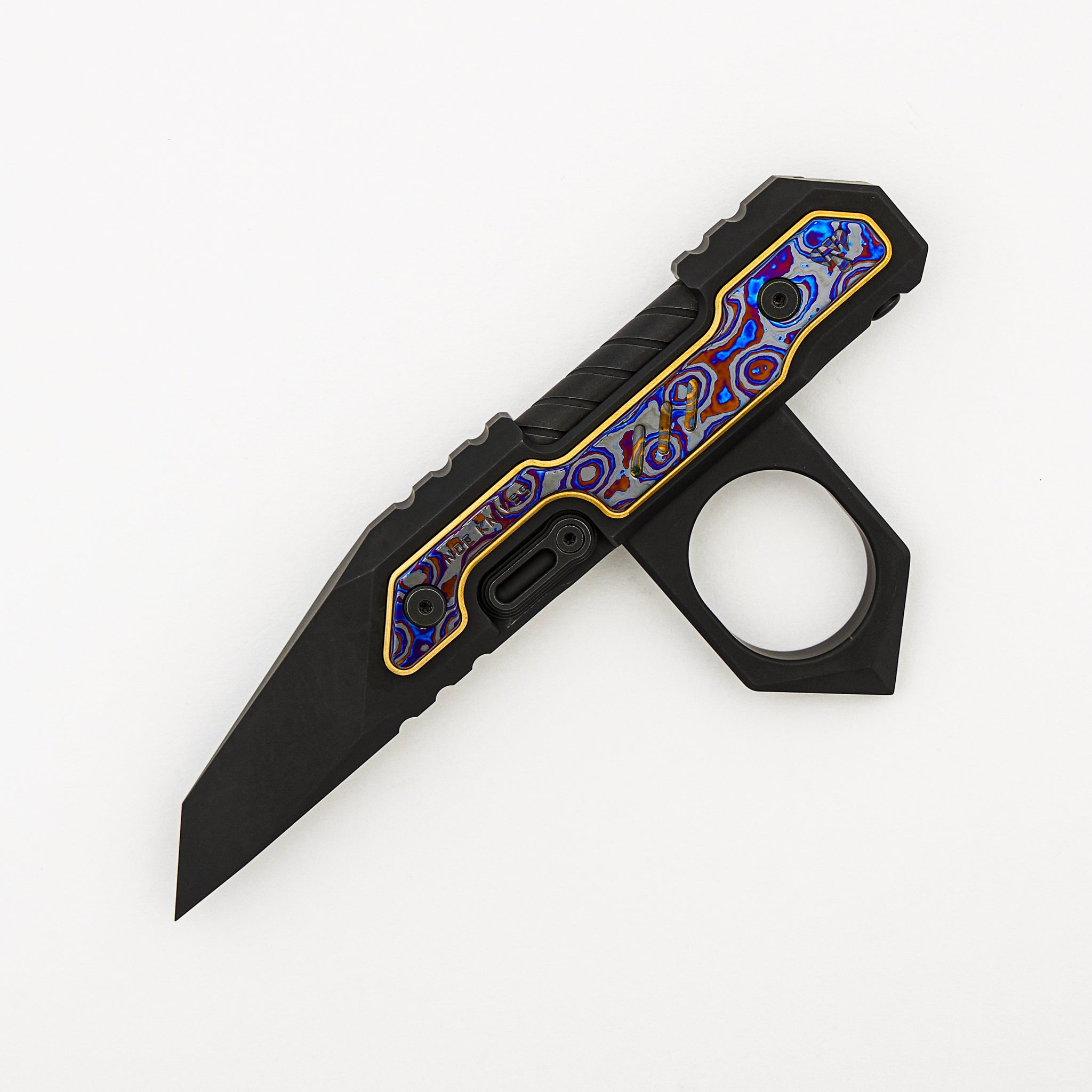 E-002-02 - Black/Bronze Anodized Titanium/Black Timascus Handle
