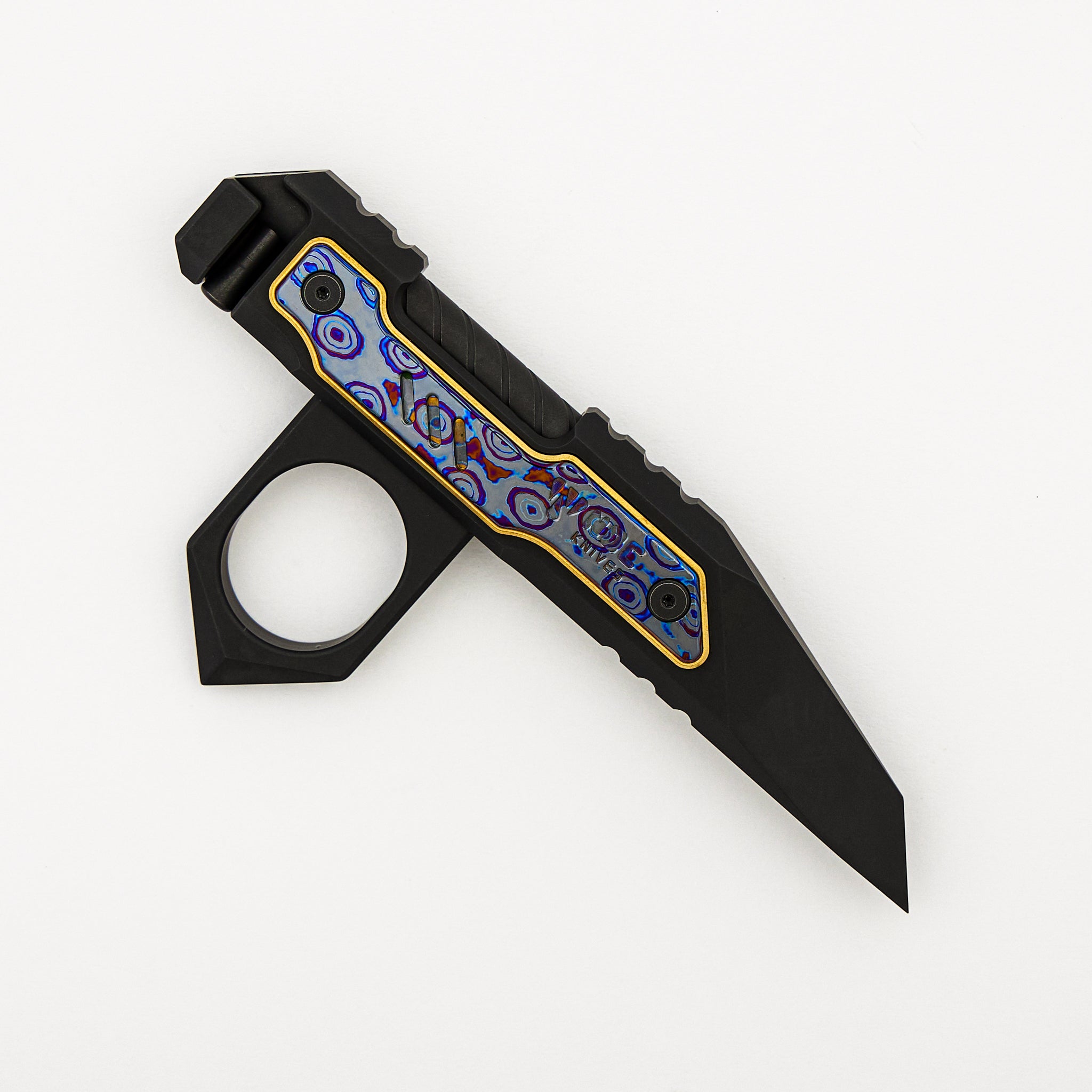 E-002-02 - Black/Bronze Anodized Titanium/Black Timascus Handle