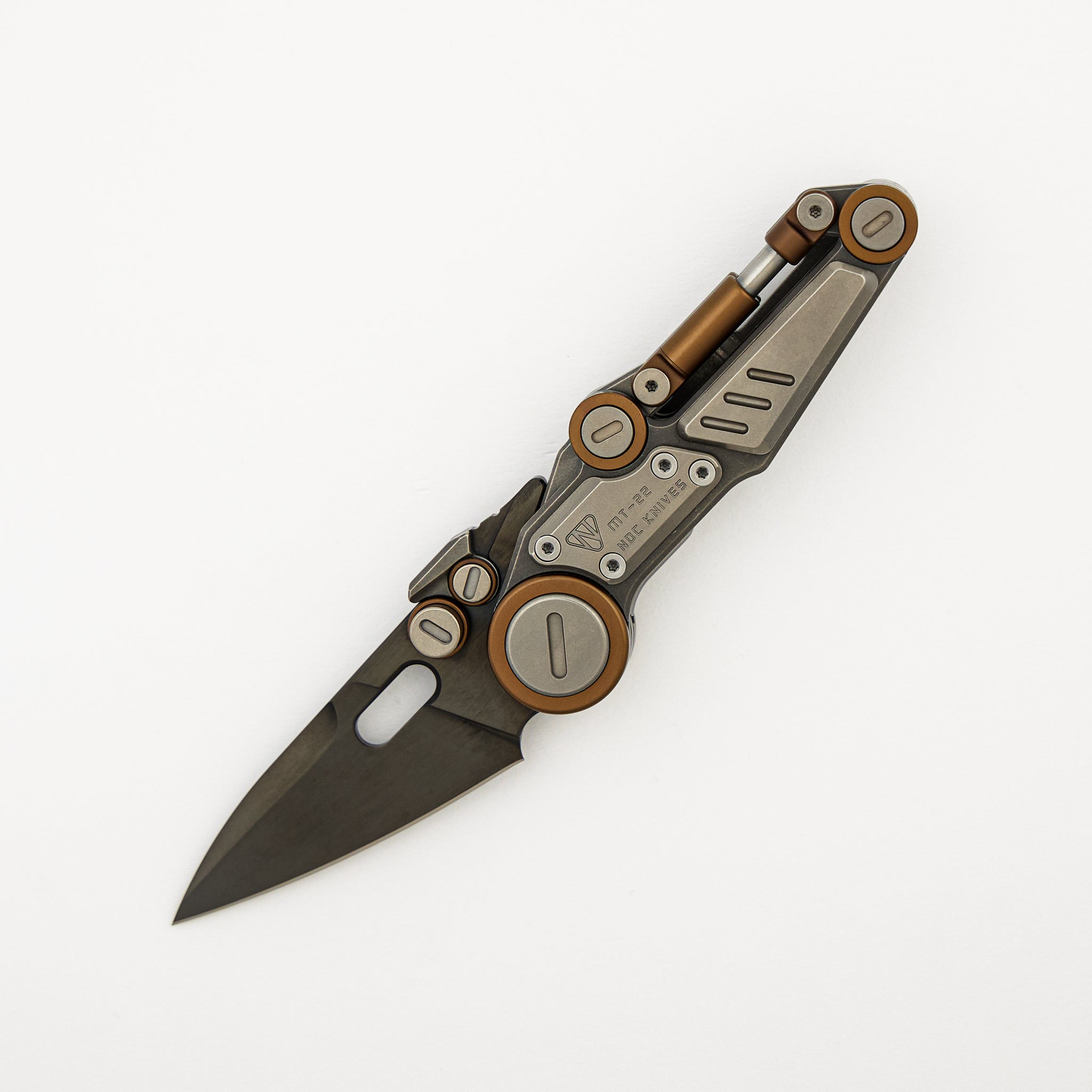 MT-22 Mini S-08 - Stonewash/Bronze Anodized Titanium Handle - Black M390 Blade