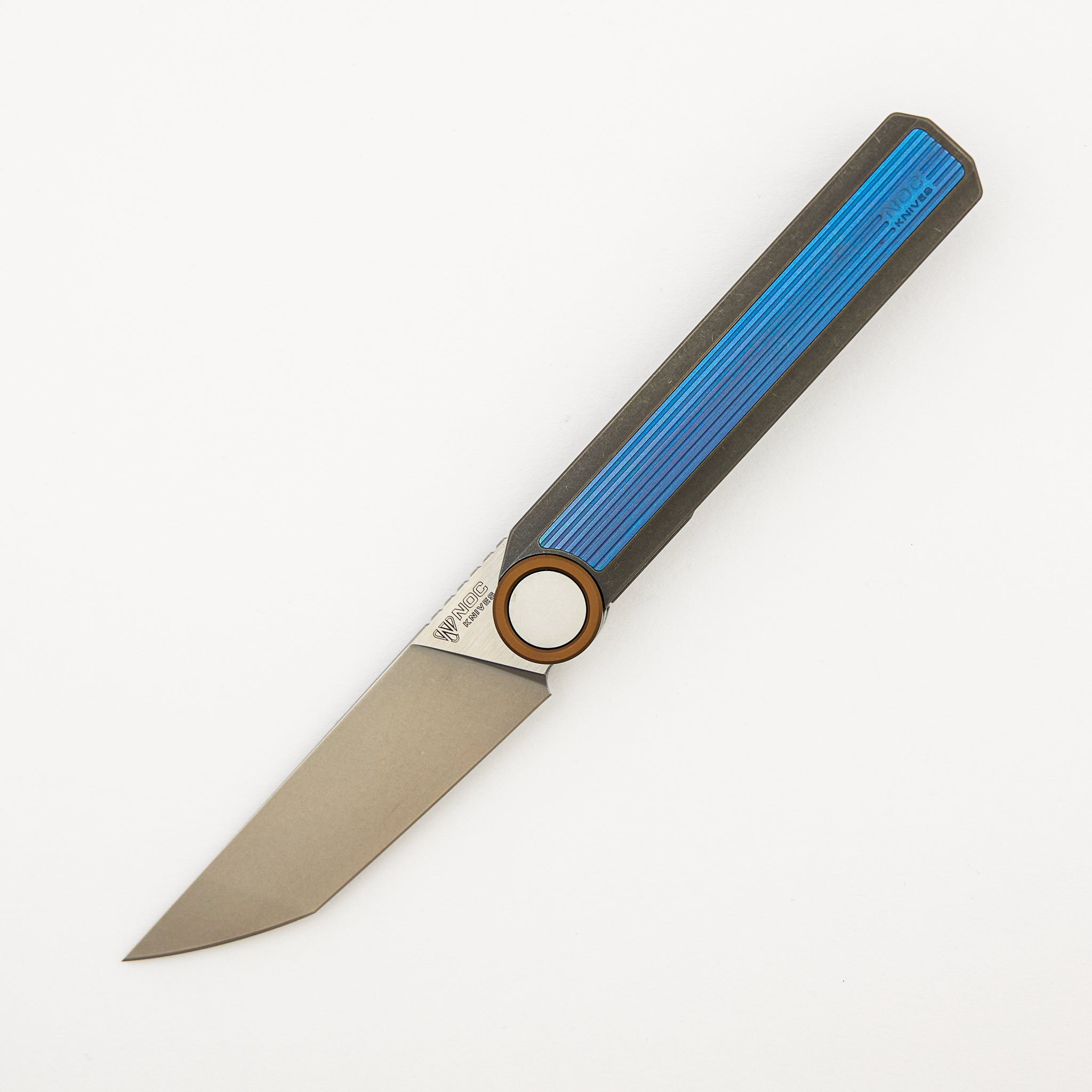 MT-20 - Stonewashed/Blue Anodized Titanium Handle - M390 Blade