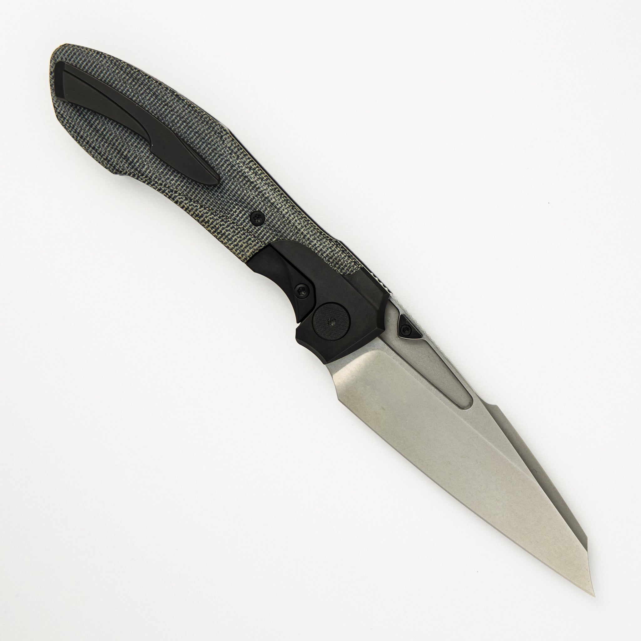 Null Knives Voodoo - Black PVD/Light Stonewash Ti/Black Micarta Handle - Stonewashed M390 Blade