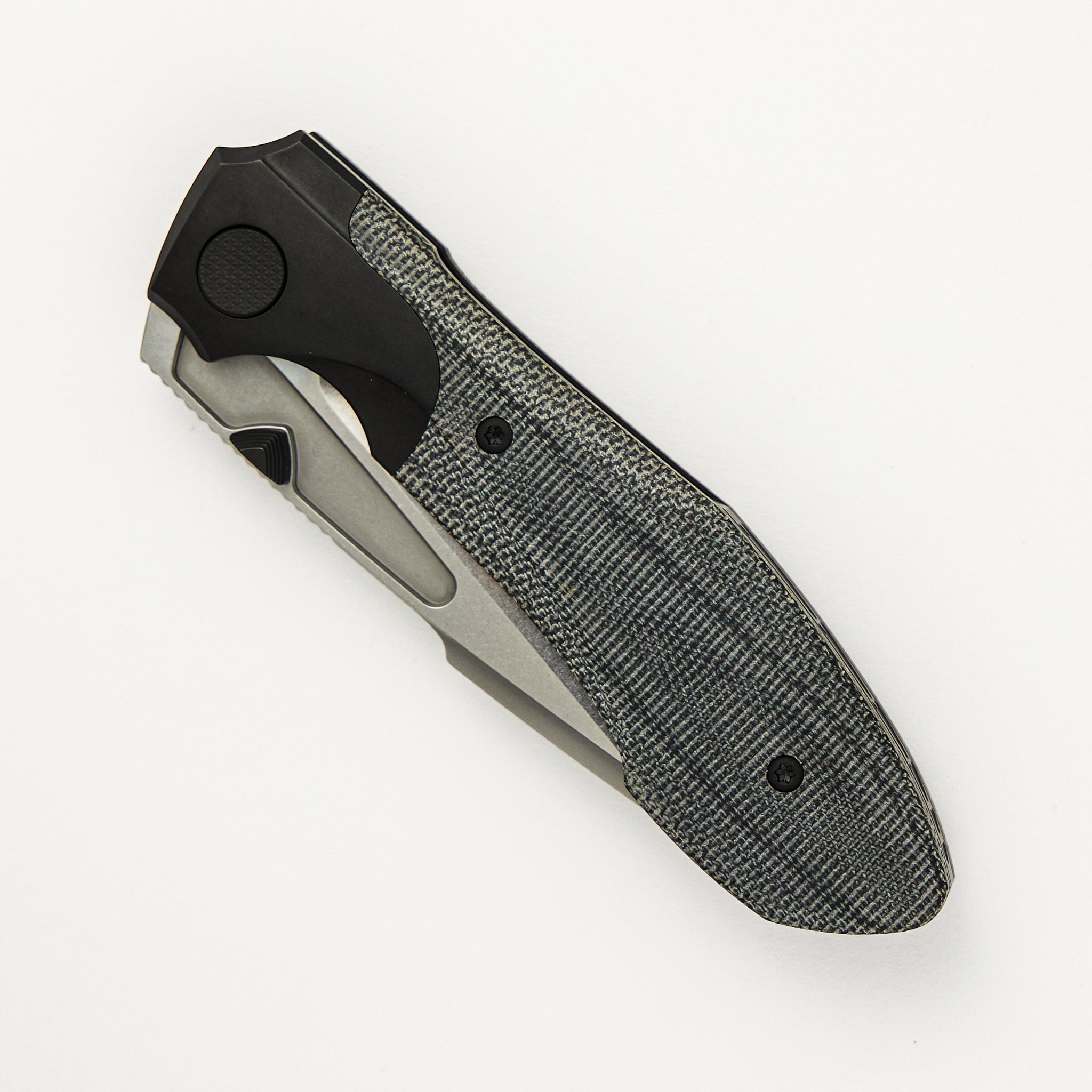 Null Knives Voodoo - Black PVD/Light Stonewash Ti/Black Micarta Handle - Stonewashed M390 Blade