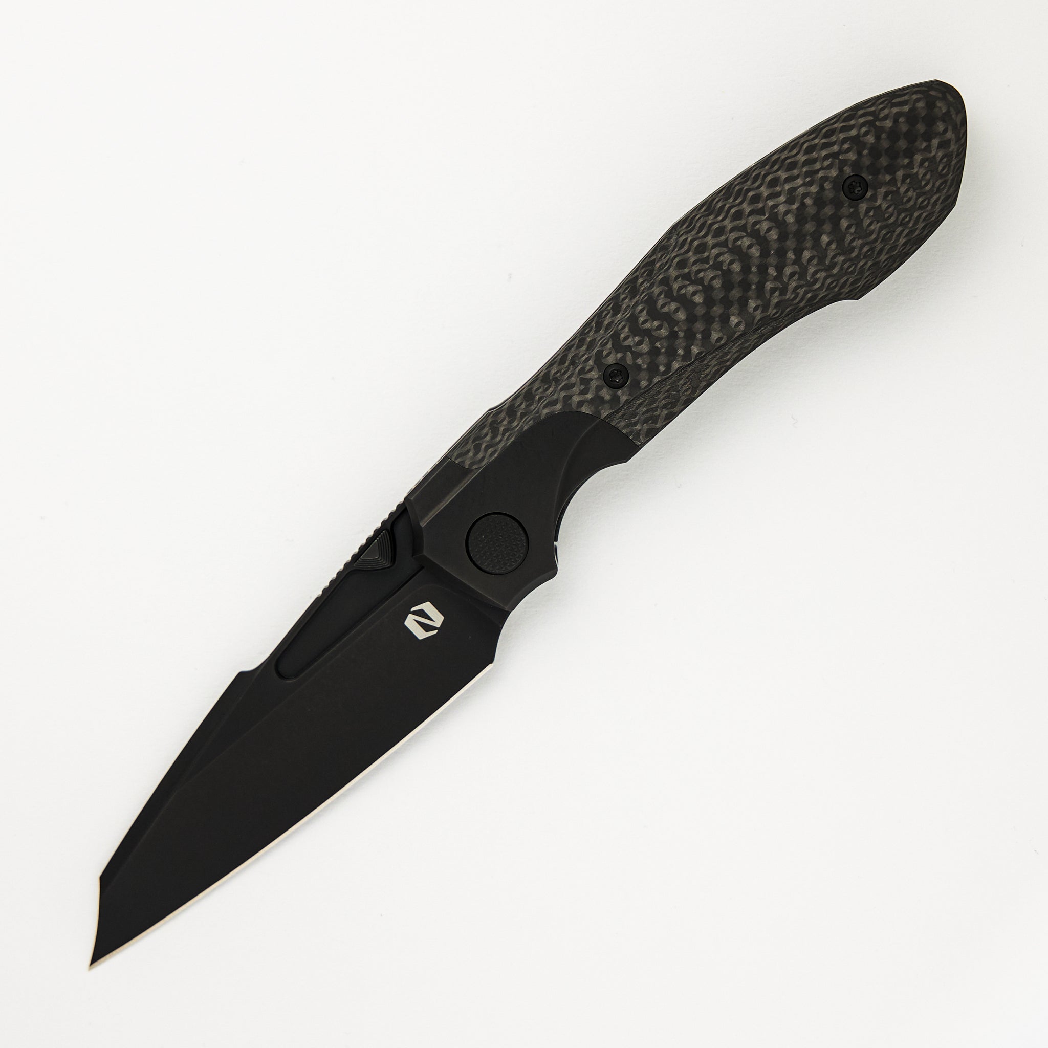 Null Knives Voodoo - Black PVD/Light Stonewash Ti/Weave Carbon Fiber Handle - Black PVD/Light Stonewash M390 Blade