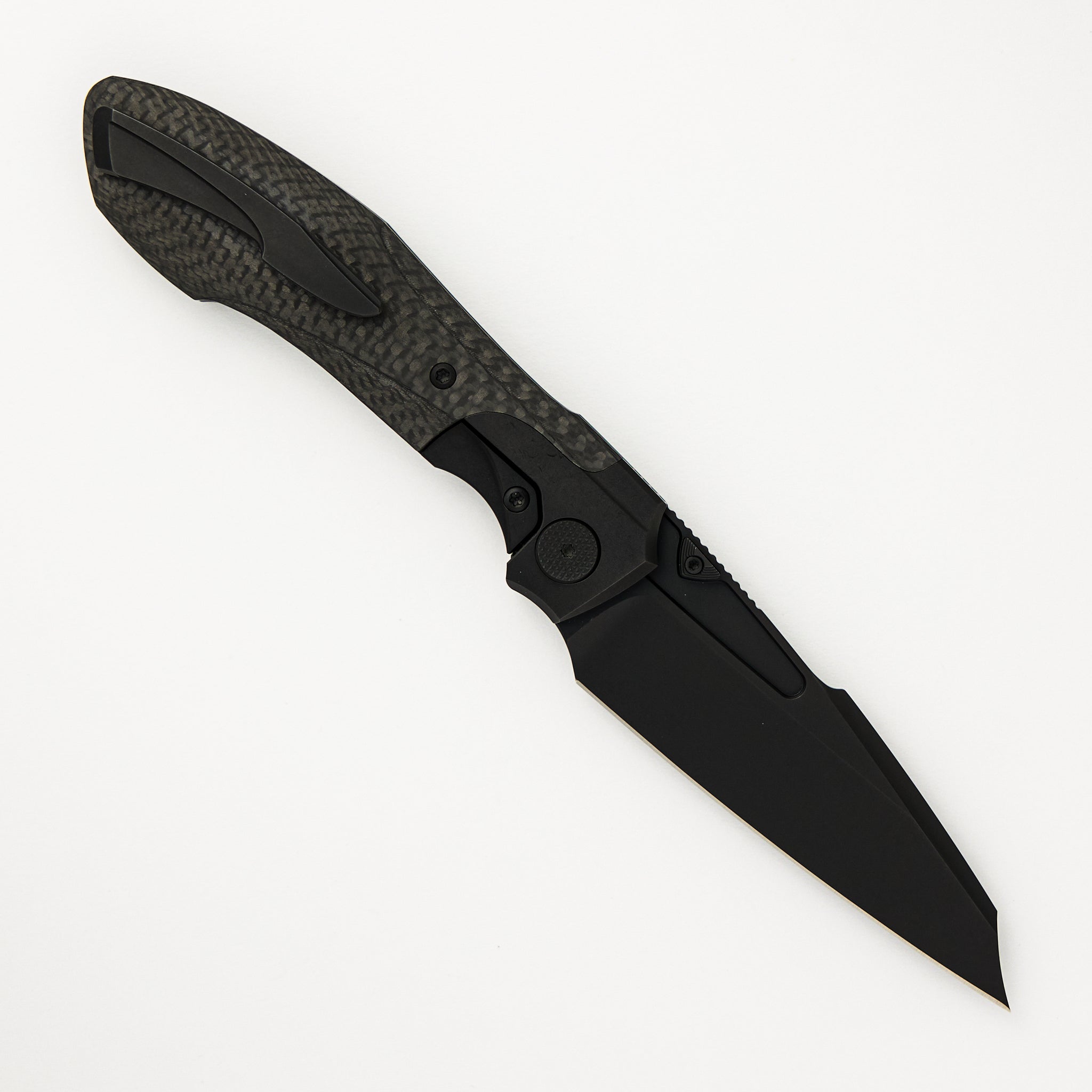 Null Knives Voodoo - Black PVD/Light Stonewash Ti/Weave Carbon Fiber Handle - Black PVD/Light Stonewash M390 Blade