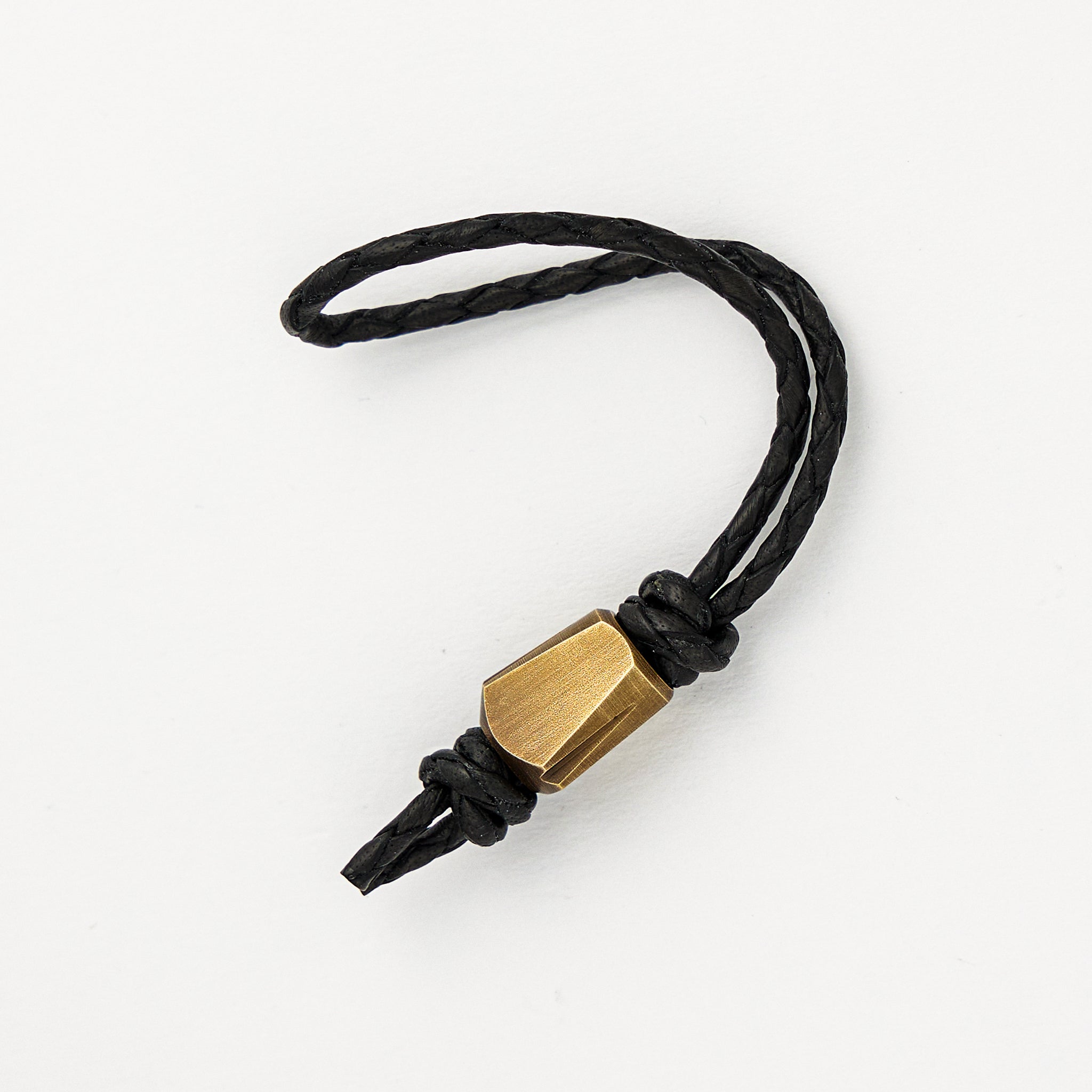 Ostap Hel Knives Bead – Antique Brass - Black Leather