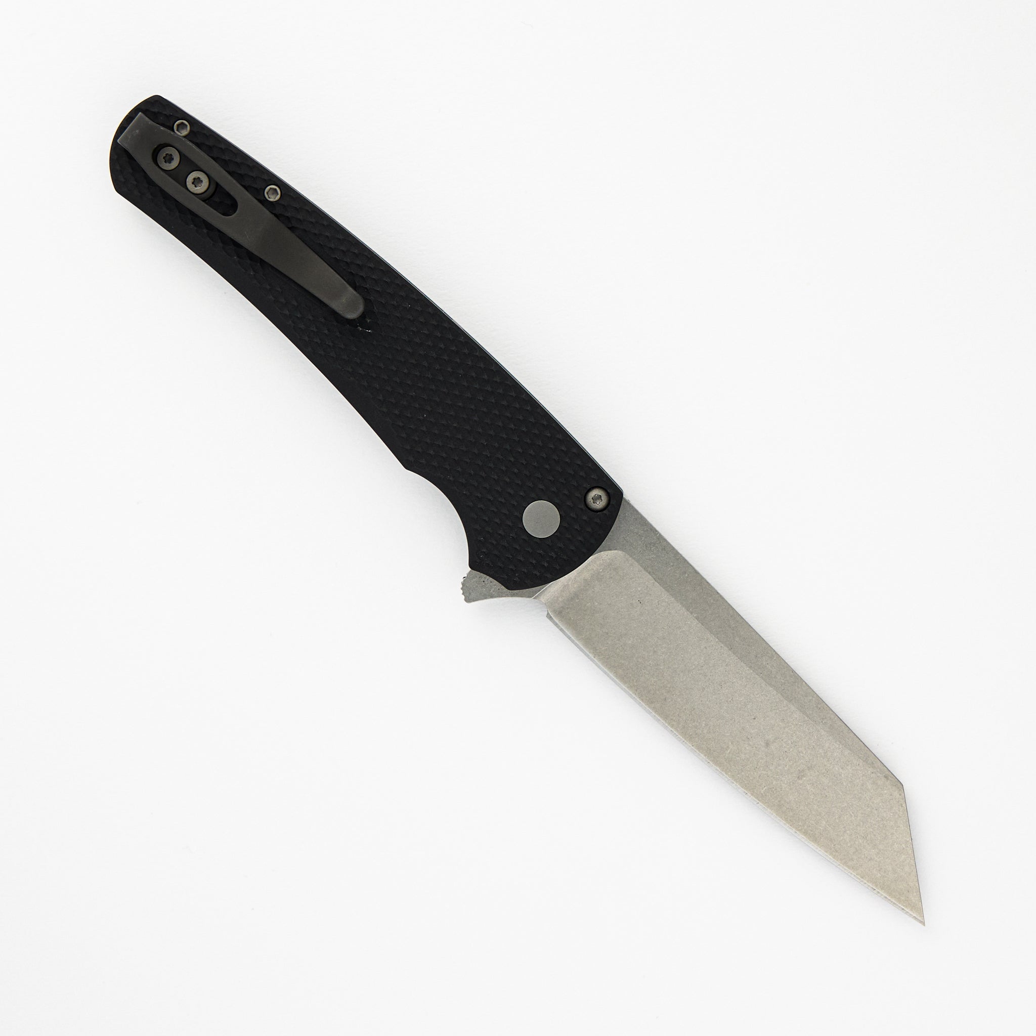 Pro-Tech Knives Malibu Flipper – Textured Black Aluminum Scales- 20CV Stonewashed Reverse Tanto Blade