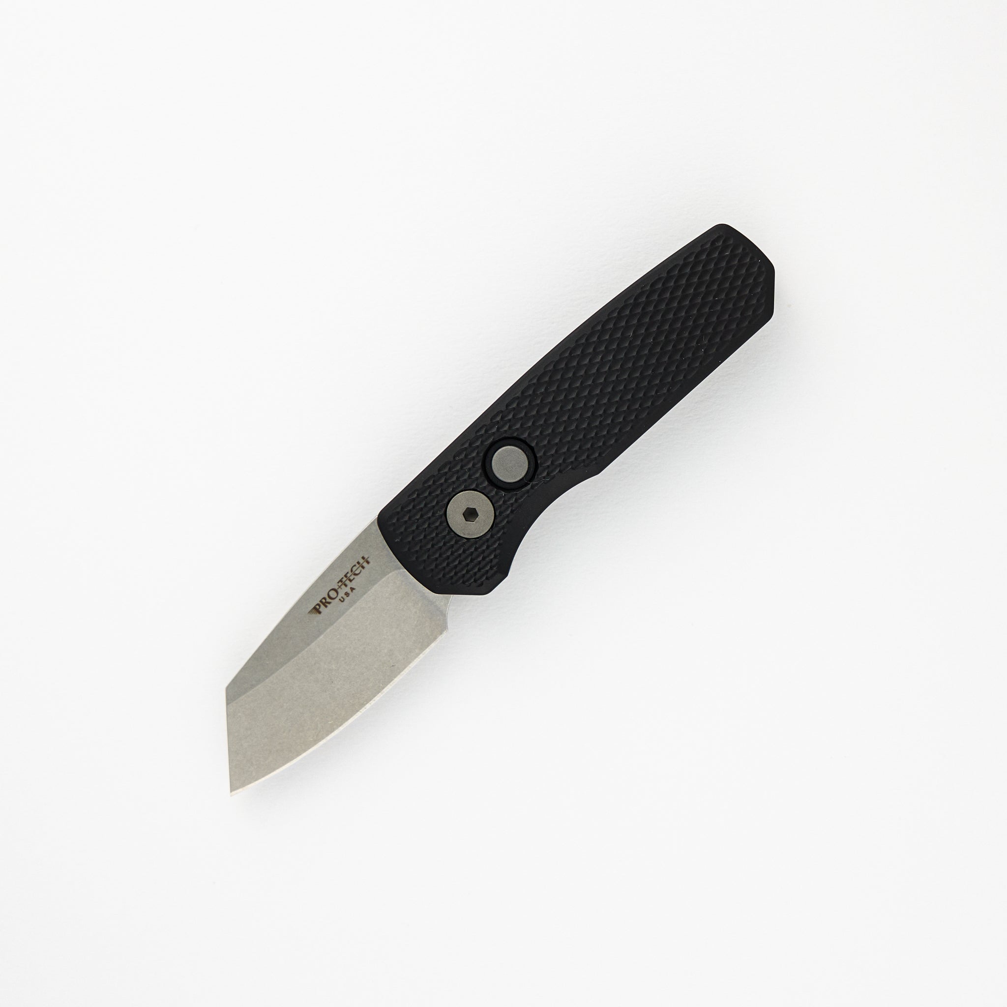 Pro-Tech Knives Runt 5 - Textured Black Aluminum Handle - Stonewash Magnacut Reverse Tanto Blade - R5405