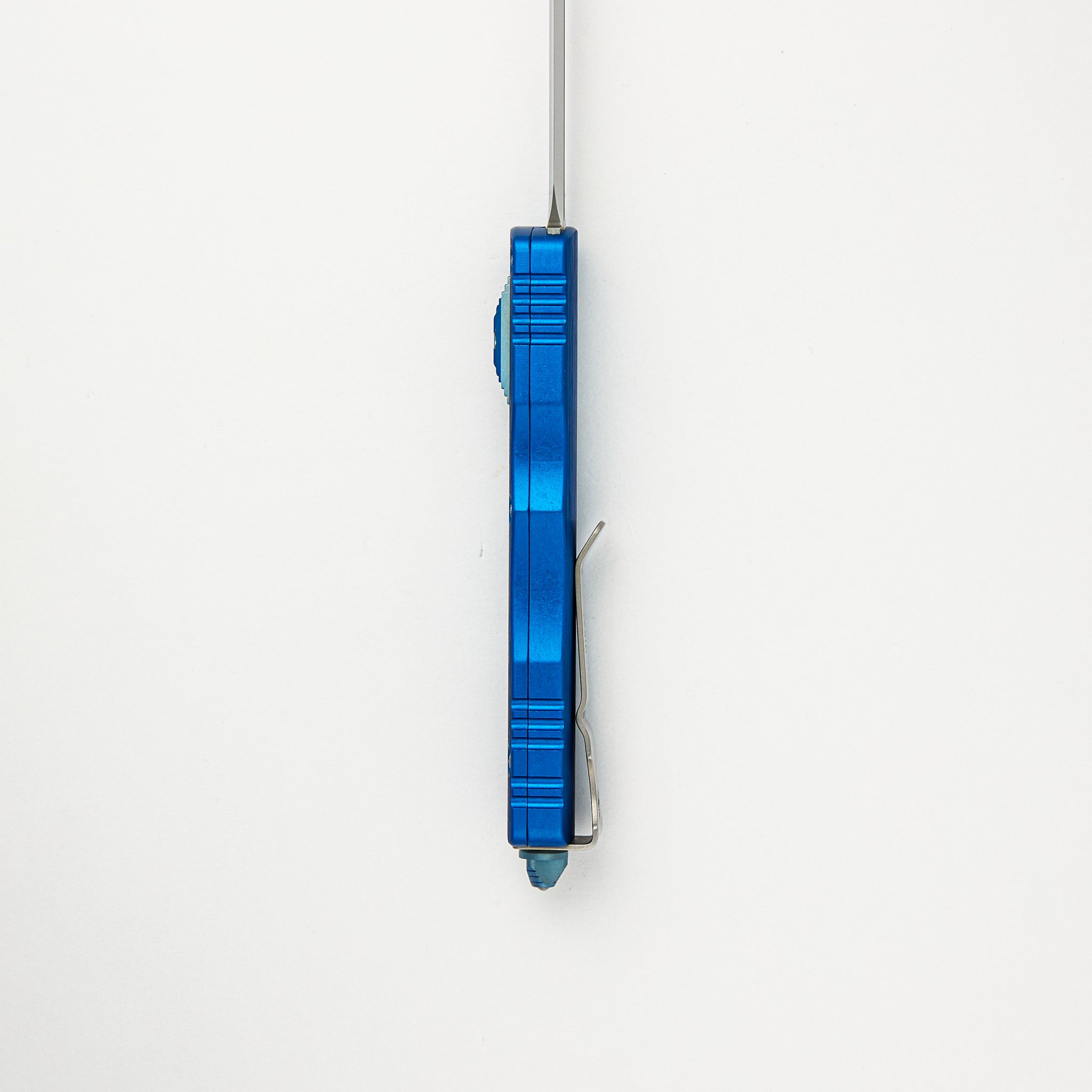 Marfione Custom Knives Dirac - D/E Mirror Polish Blade - Blue Hefted Alloy Handle