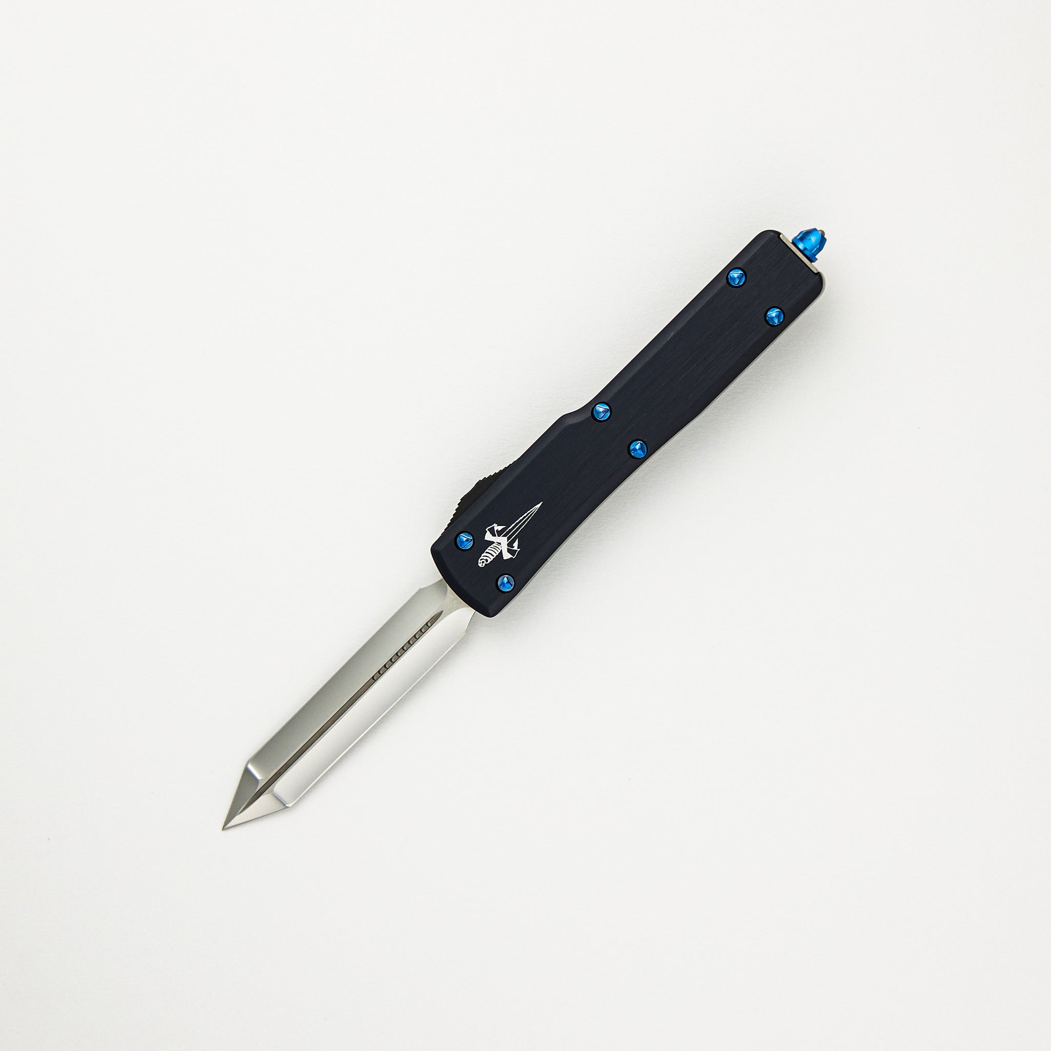 Marfione Custom Knives UTX-70 - Spartan Mirror Polish Blade - Black Anodized Hefted Aircraft Alloy