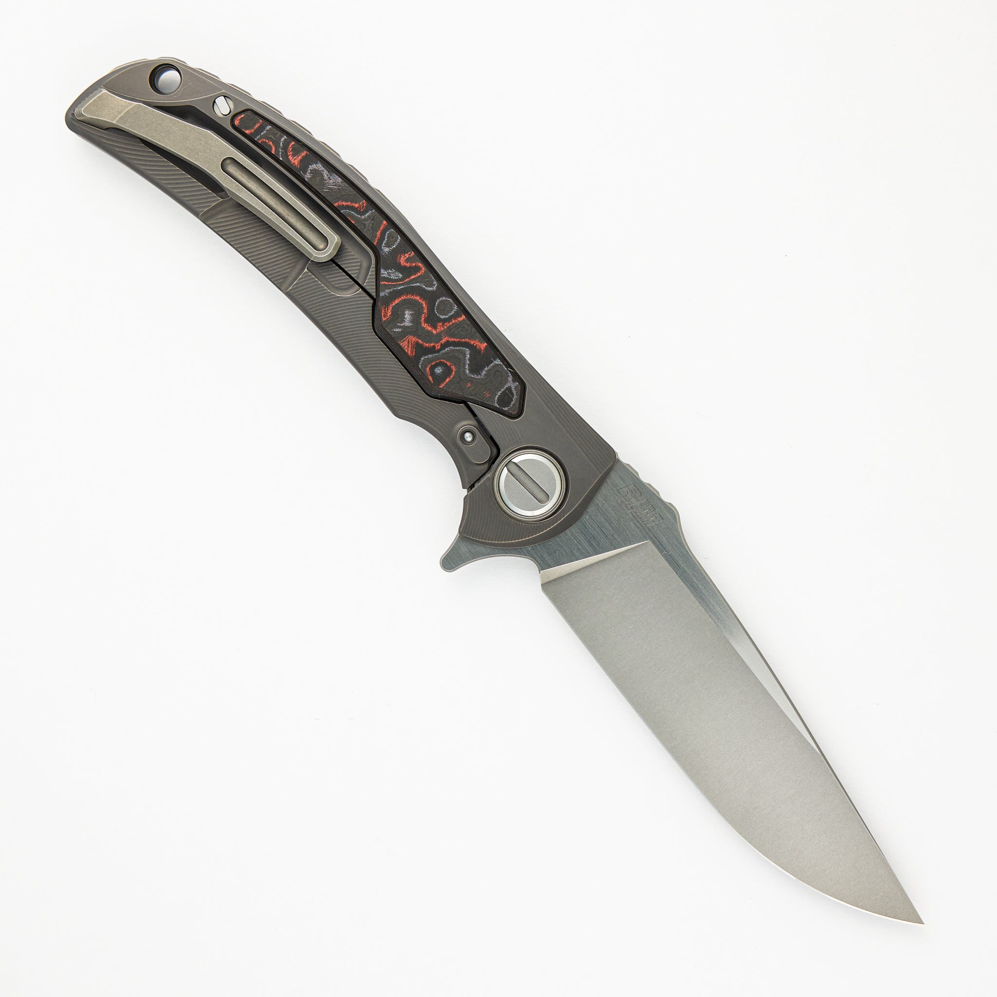 Shirogorov "Limited Edition" RJ Martin Design Molten Overkill - MagnaCut Blade - Titanium Handle W/ Lava & Ash CarboTi Inlays - SRRBS