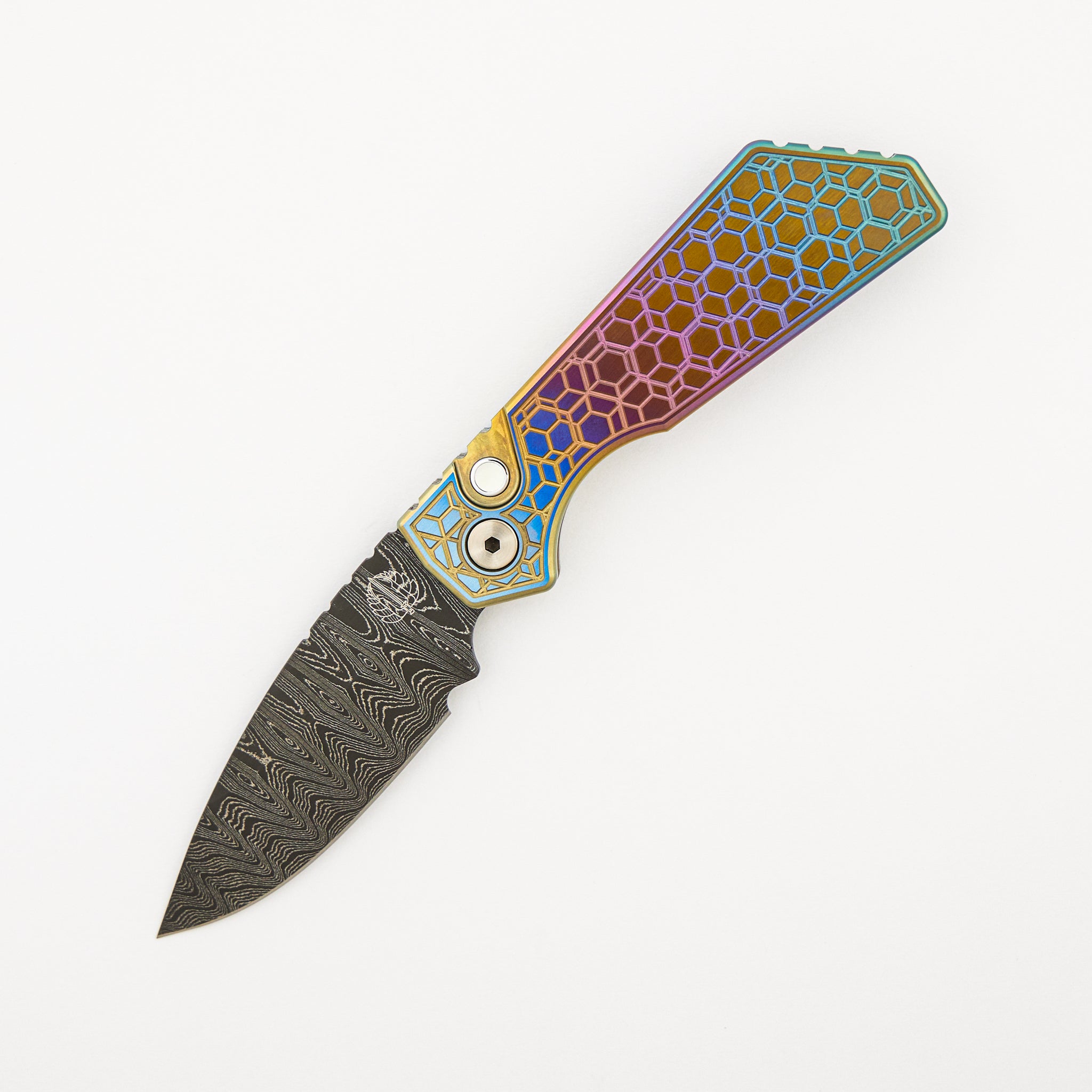 2023 PT+ Custom 009 - "Chipped Metal" Unique Anodized Titanium Handles - Chad Nichols Blade - Custom Ti Clip