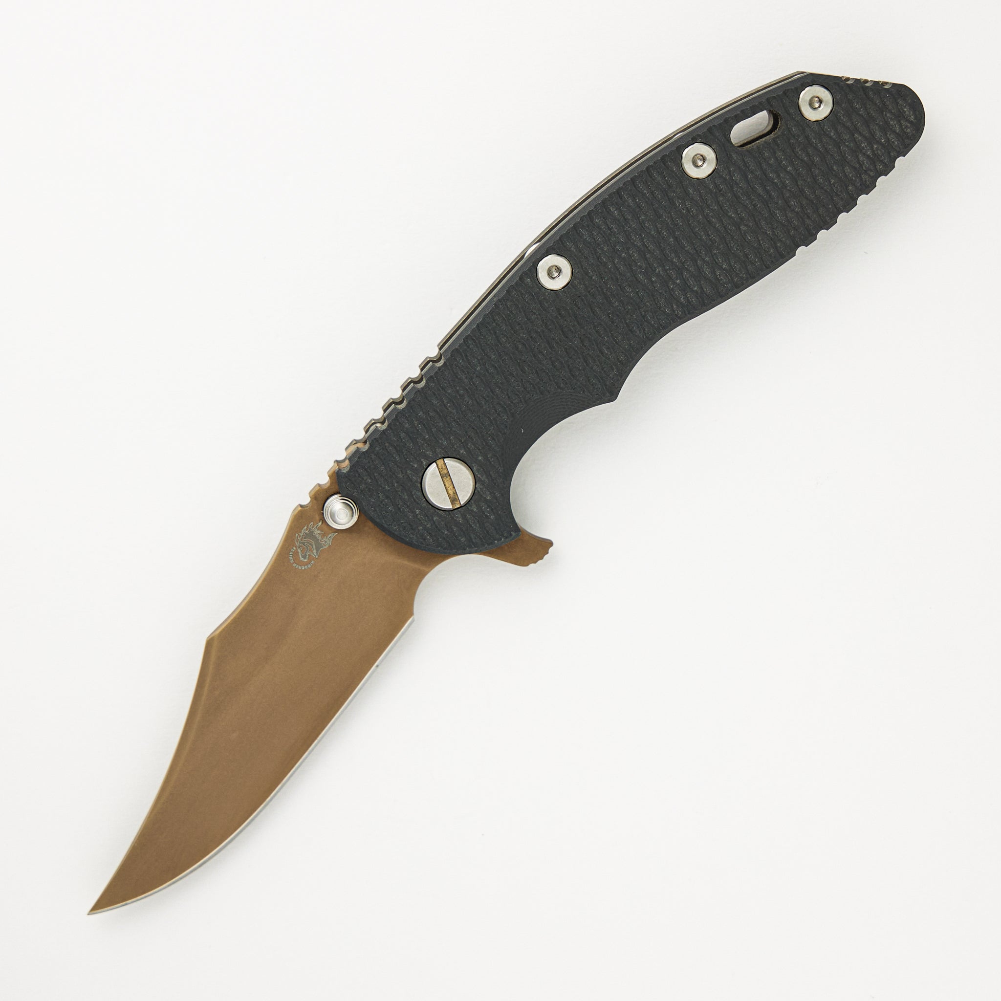 Hinderer Knives XM-18 3.5" FDE DLC Bowie Blade Gray G10 Working Finish Handle