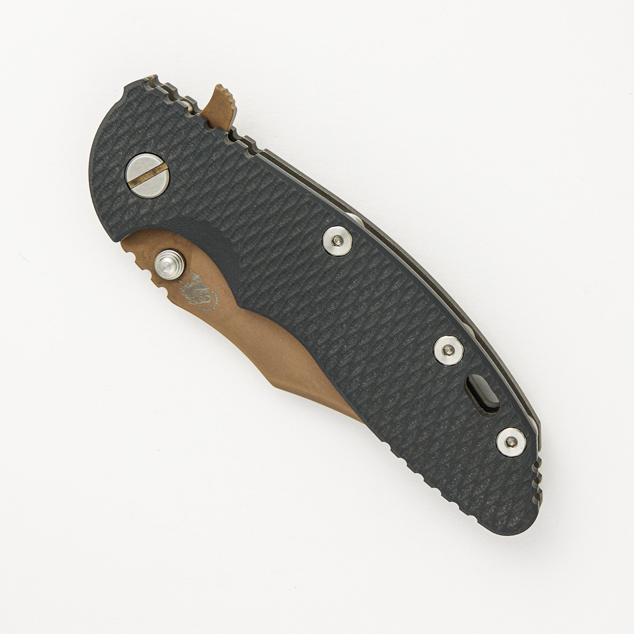 Hinderer Knives XM-18 3.5" FDE DLC Bowie Blade Gray G10 Working Finish Handle