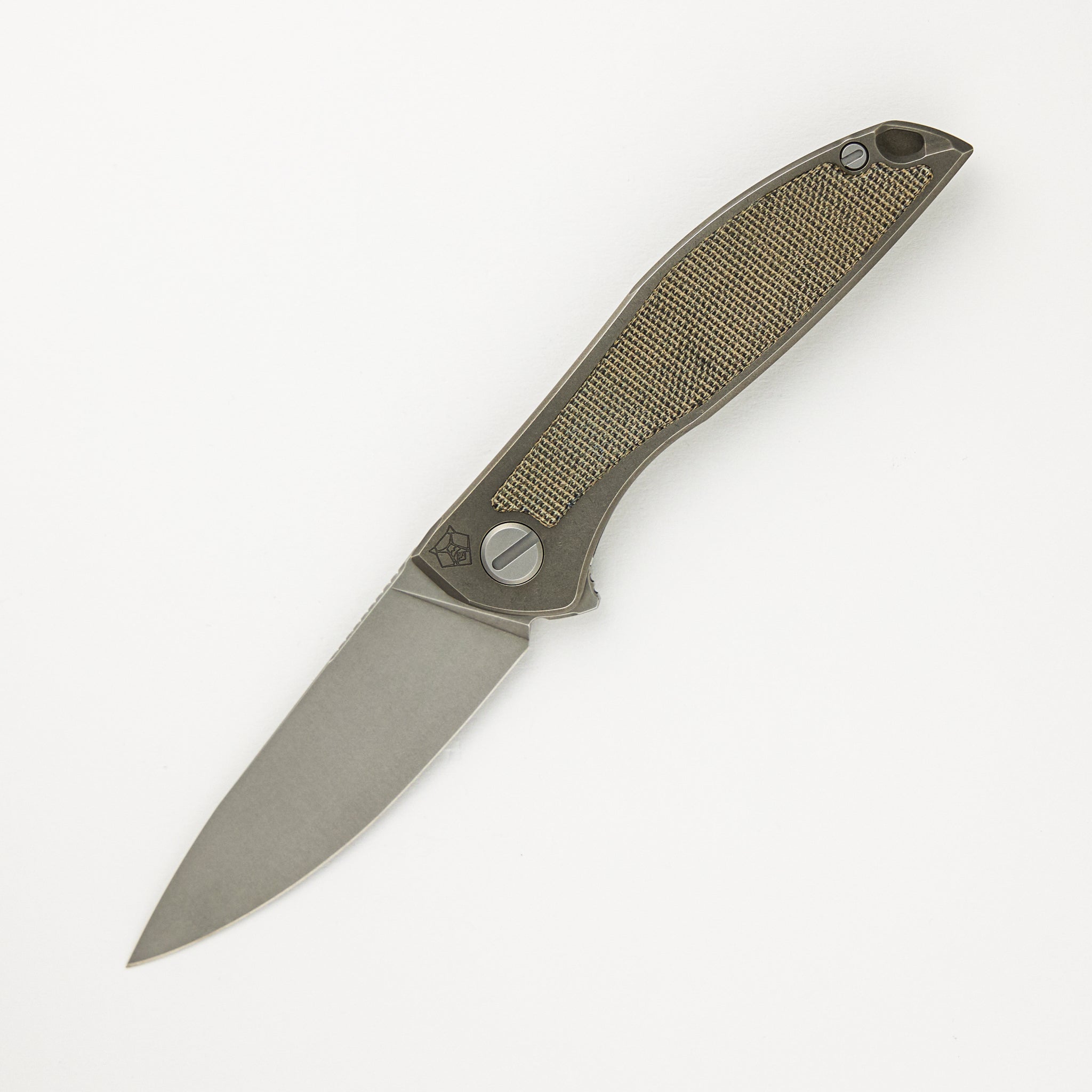 Shirogorov NeOn NL - Elmax Blade - Titanium/Green Canvas Micarta Handle - MRBS