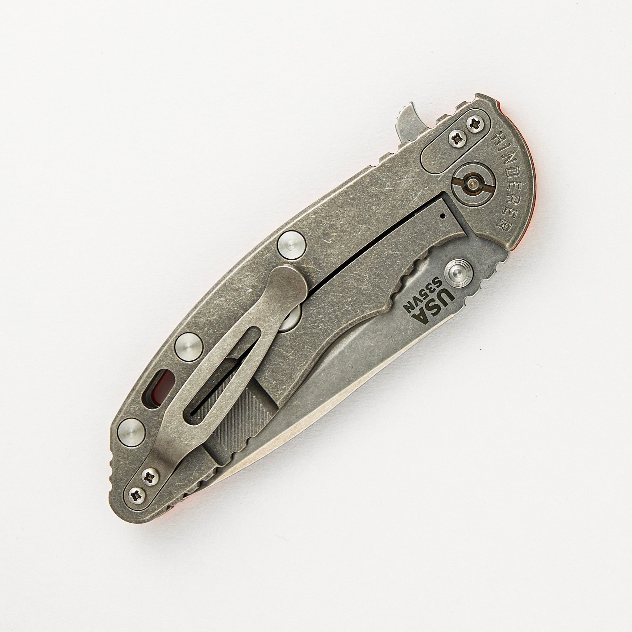 Hinderer Knives XM-18 3.5″ – Stonewash – Orange G10