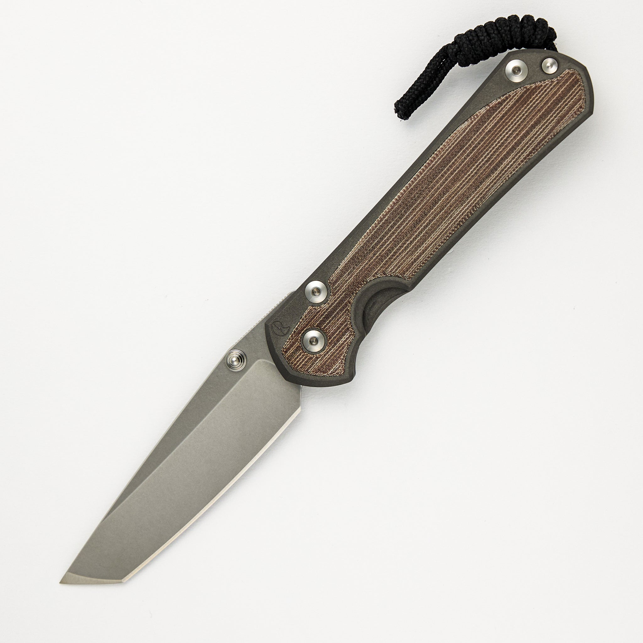 Large Sebenza 31 Natural Canvas Micarta Inlay - Tanto CPM MagnaCut Blade - Silver Double Thumb Lugs