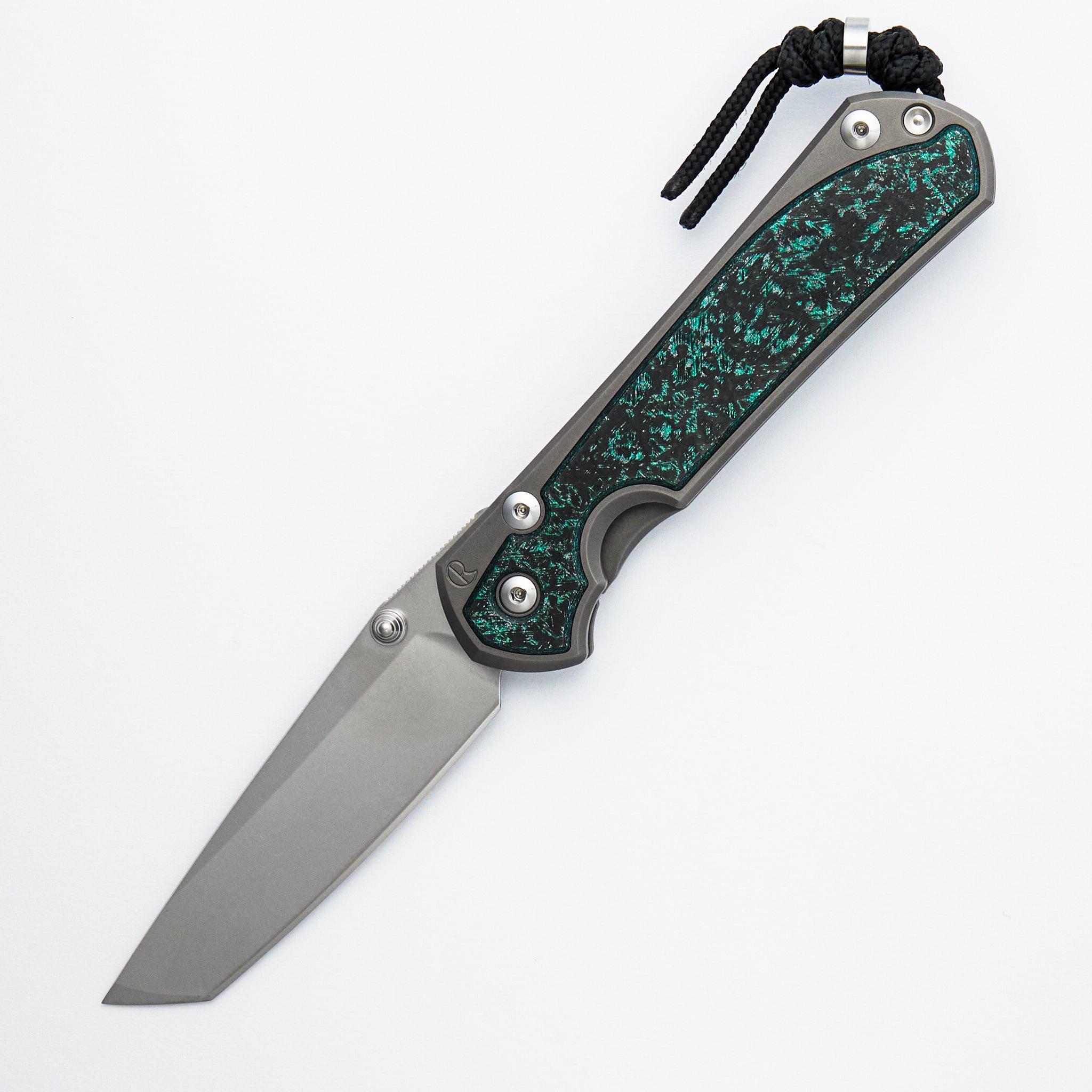 Large Sebenza 31 - Teal Magnetic CarboTi Inlays - Tanto CPM MagnaCut Blade - Silver Double Thumb Lugs - 2025 R1 Invitational