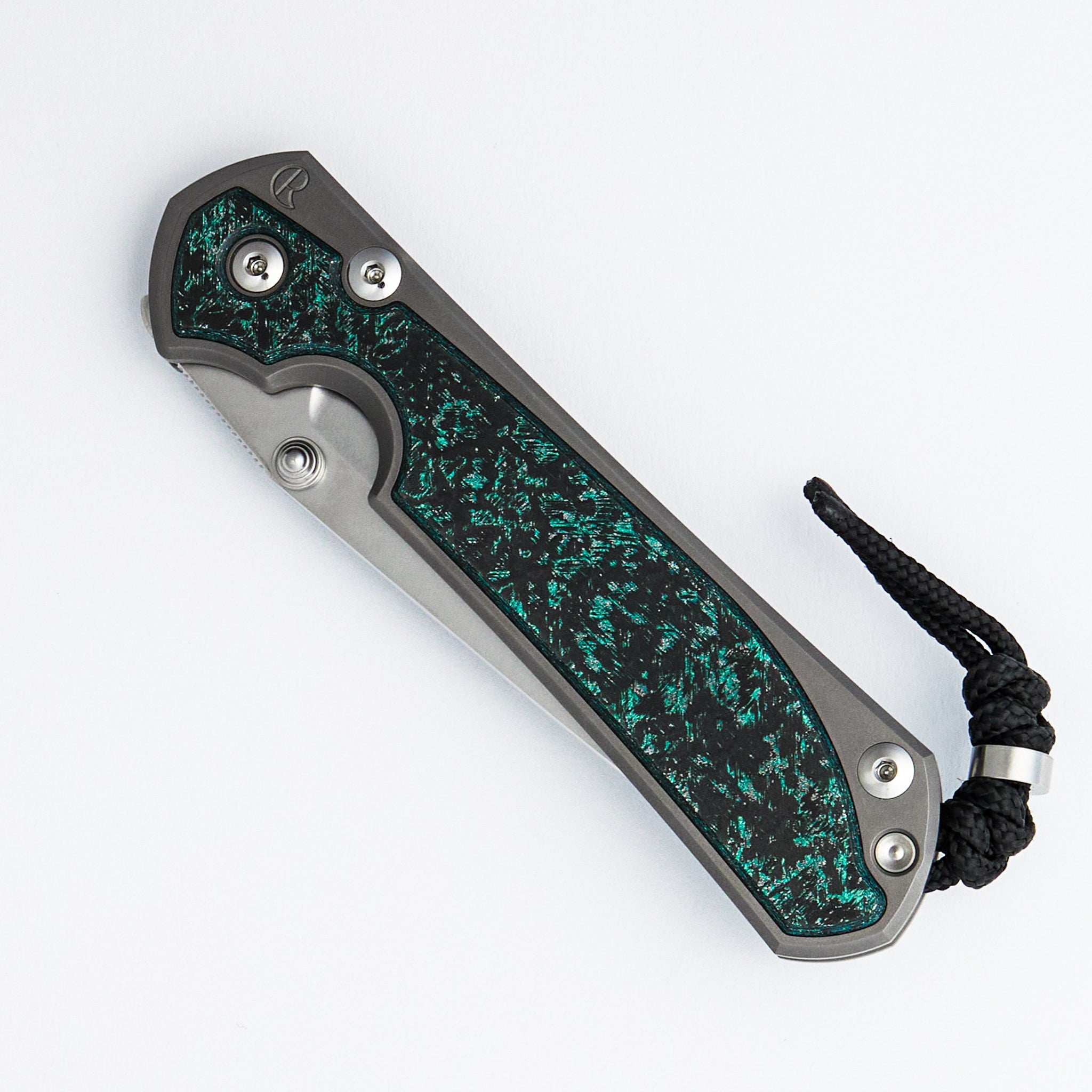 Large Sebenza 31 - Teal Magnetic CarboTi Inlays - Tanto CPM MagnaCut Blade - Silver Double Thumb Lugs - 2025 R1 Invitational