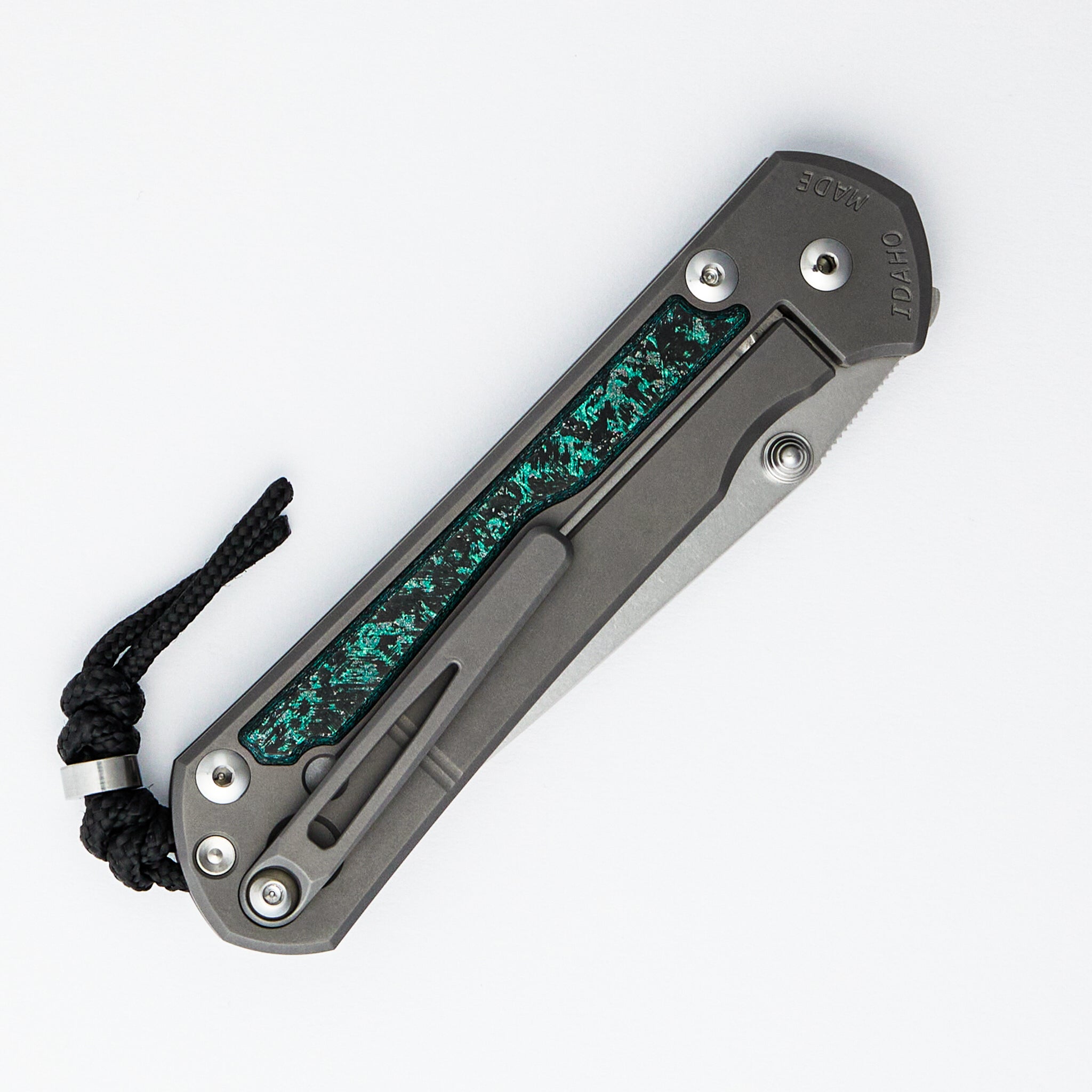 Large Sebenza 31 - Teal Magnetic CarboTi Inlays - Tanto CPM MagnaCut Blade - Silver Double Thumb Lugs - 2025 R1 Invitational