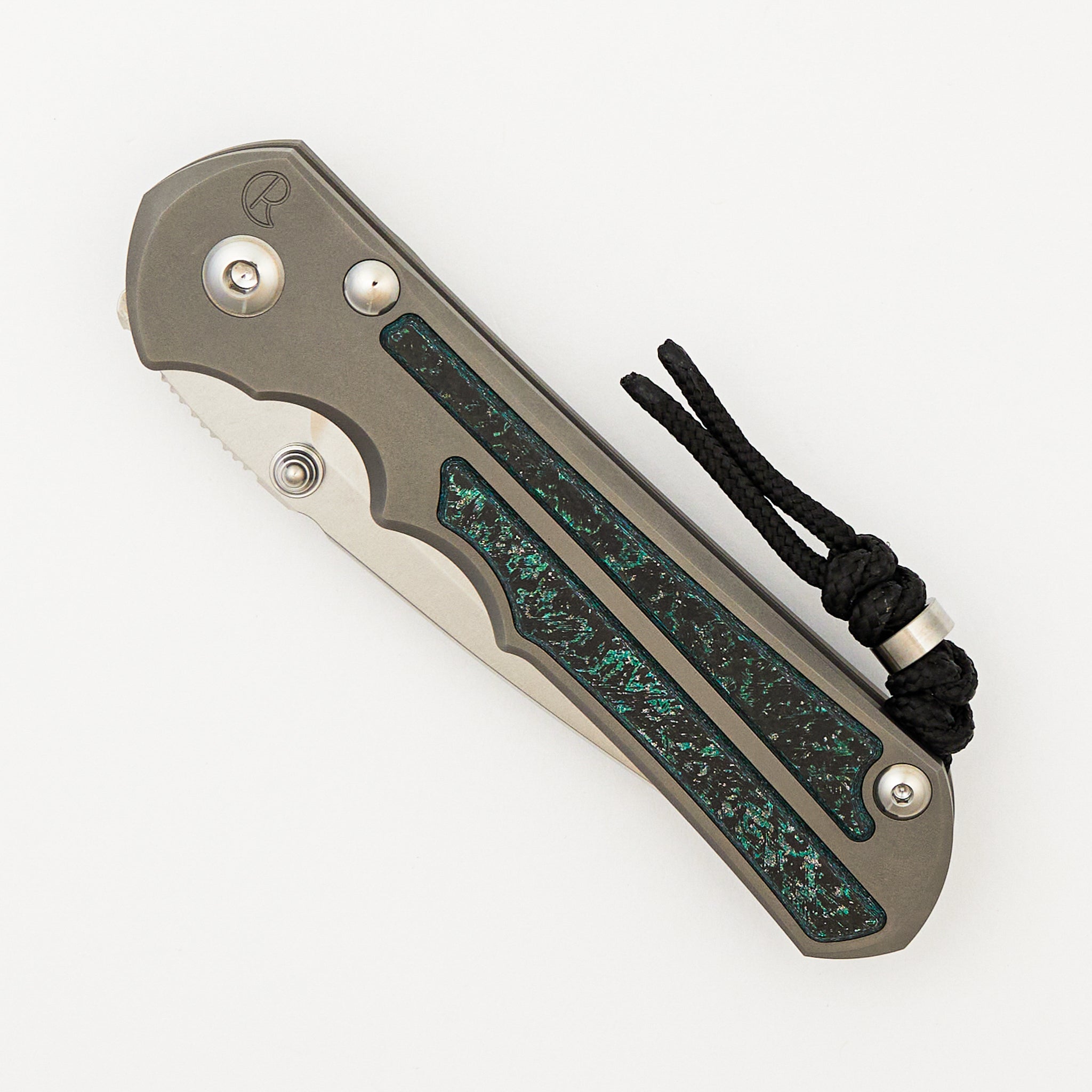 Large Inkosi - Teal Magnetic CarboTi Inlay - Drop Point CPM MagnaCut Blade - MIM Clip - 2025 R1 Invitational