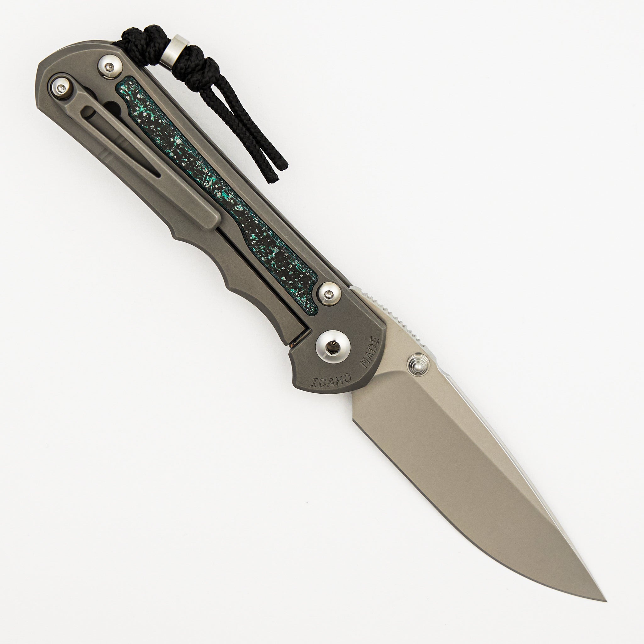Large Inkosi - Teal Magnetic CarboTi Inlay - Drop Point CPM MagnaCut Blade - MIM Clip - 2025 R1 Invitational