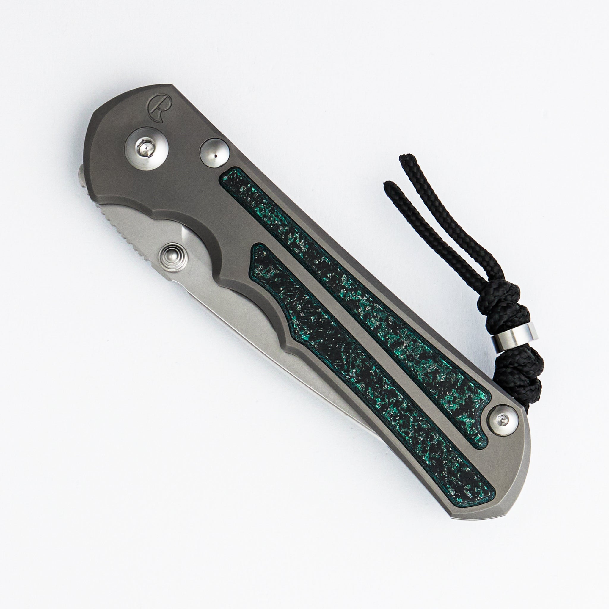Large Inkosi - Teal Magnetic CarboTi Inlay - Drop Point CPM MagnaCut Blade - MIM Clip - 2025 R1 Invitational