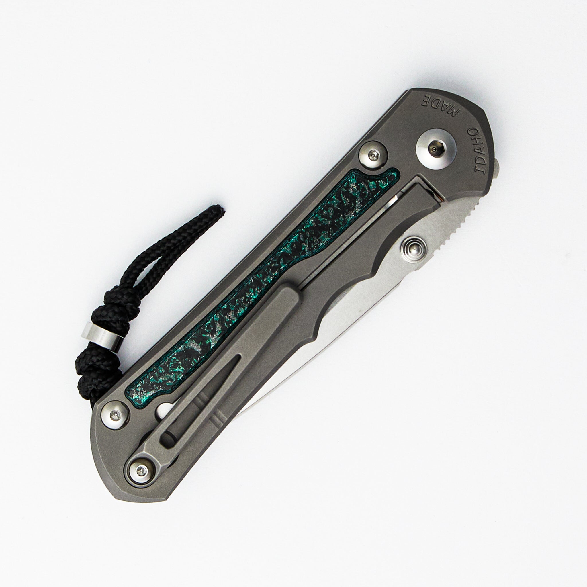 Large Inkosi - Teal Magnetic CarboTi Inlay - Drop Point CPM MagnaCut Blade - MIM Clip - 2025 R1 Invitational