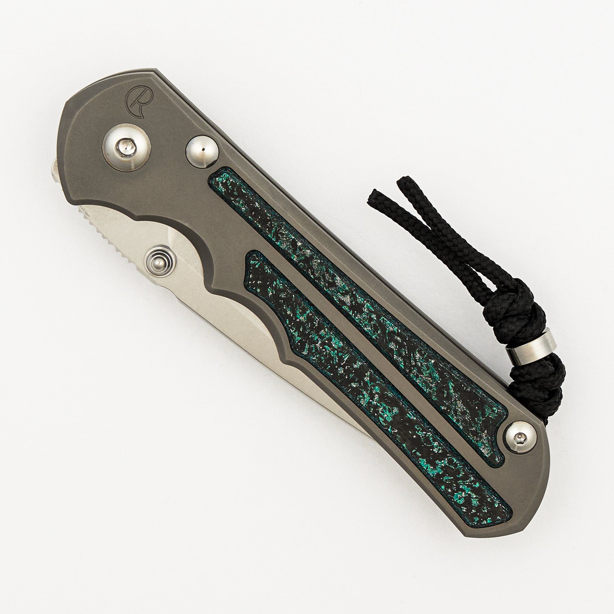 Large Inkosi - Teal Magnetic CarboTi Inlay - Drop Point CPM MagnaCut Blade - MIM Clip - 2025 R1 Invitational