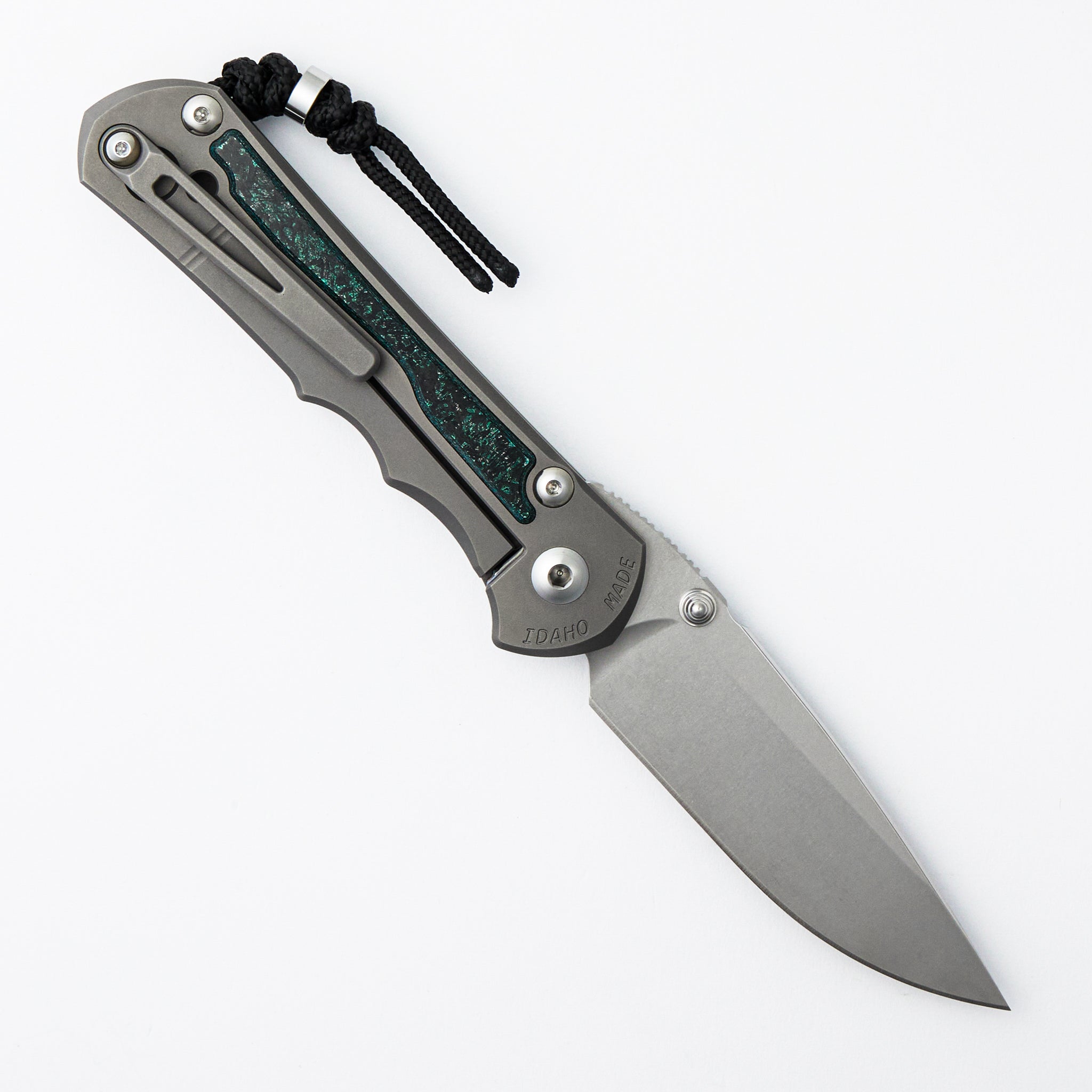 Large Inkosi - Teal Magnetic CarboTi Inlay - Drop Point CPM MagnaCut Blade - MIM Clip - 2025 R1 Invitational