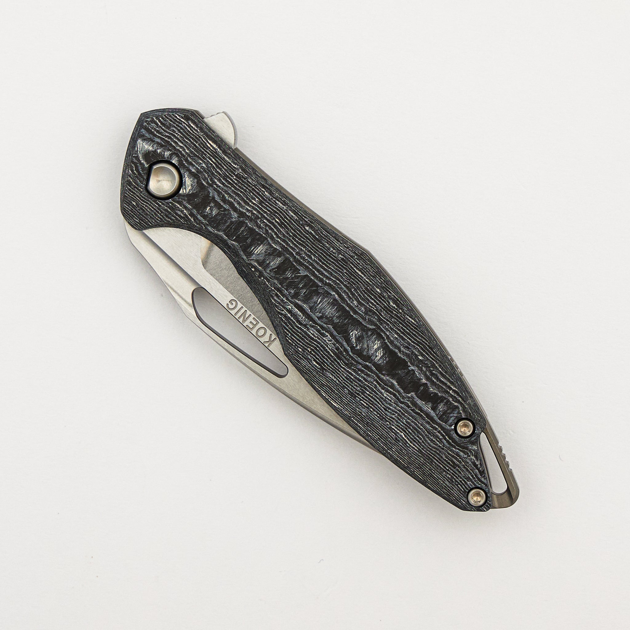 Mini Arius - Smooth White CarboTi Handle - Brightwashed W/ Polished Flats M390 Blade