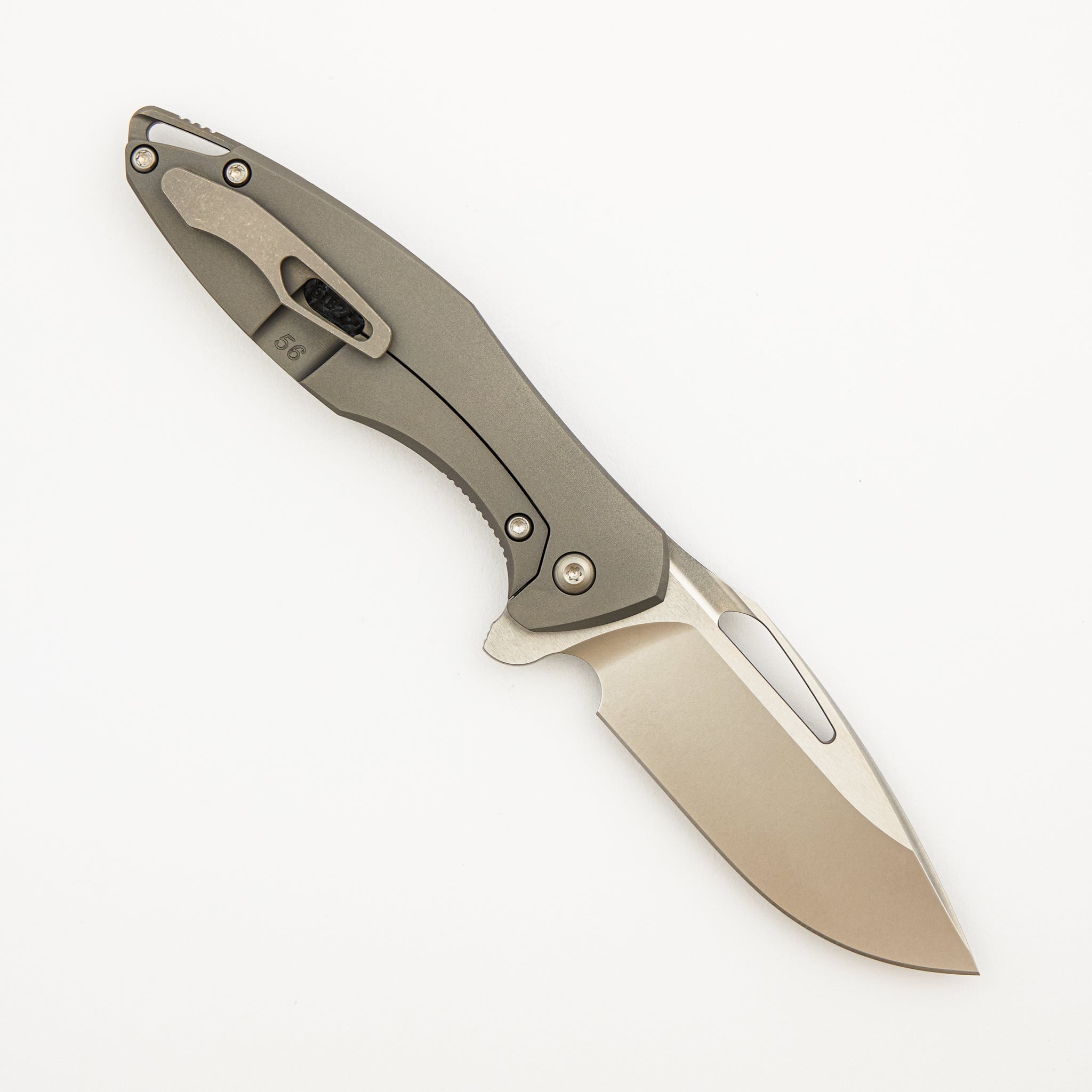 Mini Arius - Smooth White CarboTi Handle - Brightwashed W/ Polished Flats M390 Blade