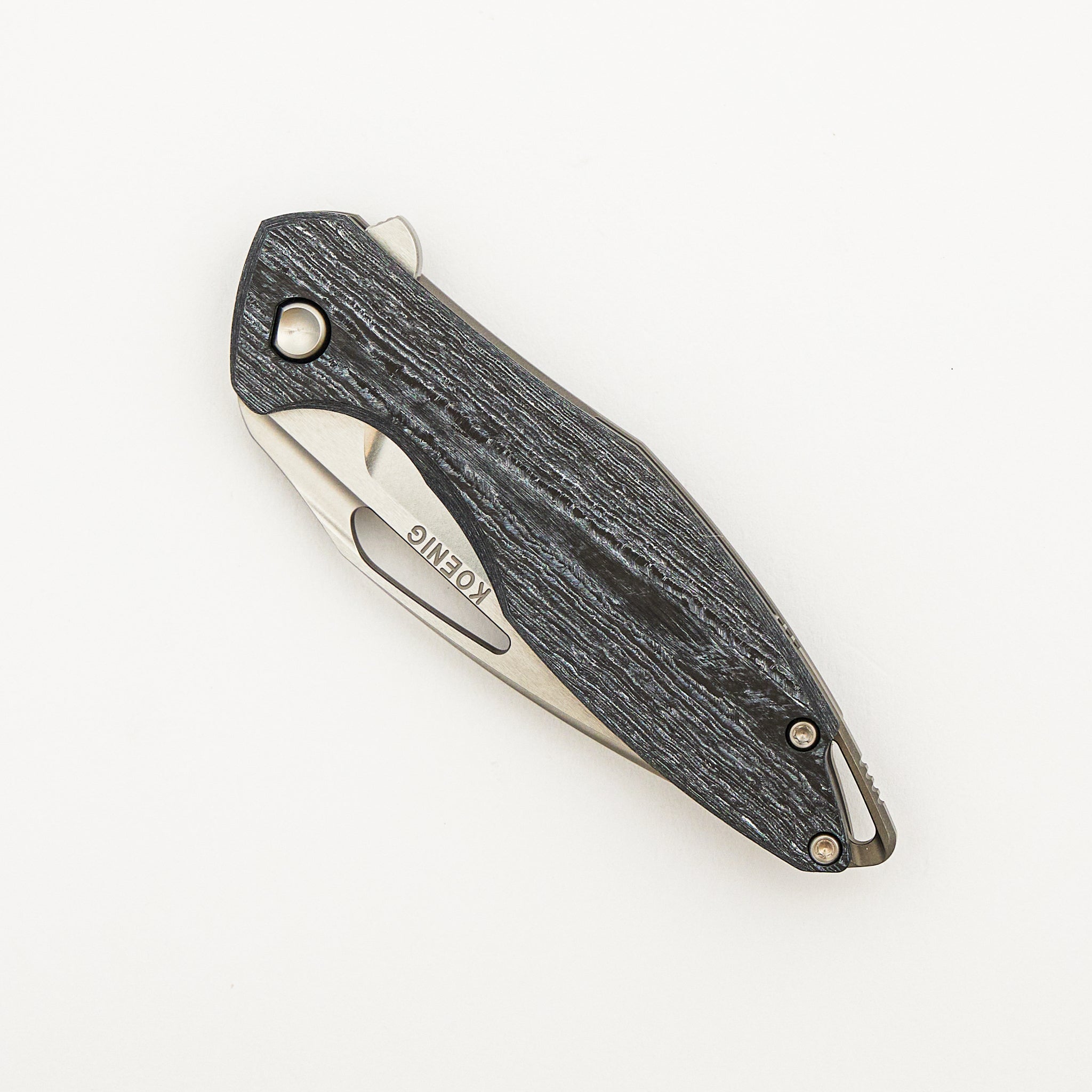 Mini Arius - Smooth White CarboTi Handle - Brightwashed W/ Polished Flats M390 Blade