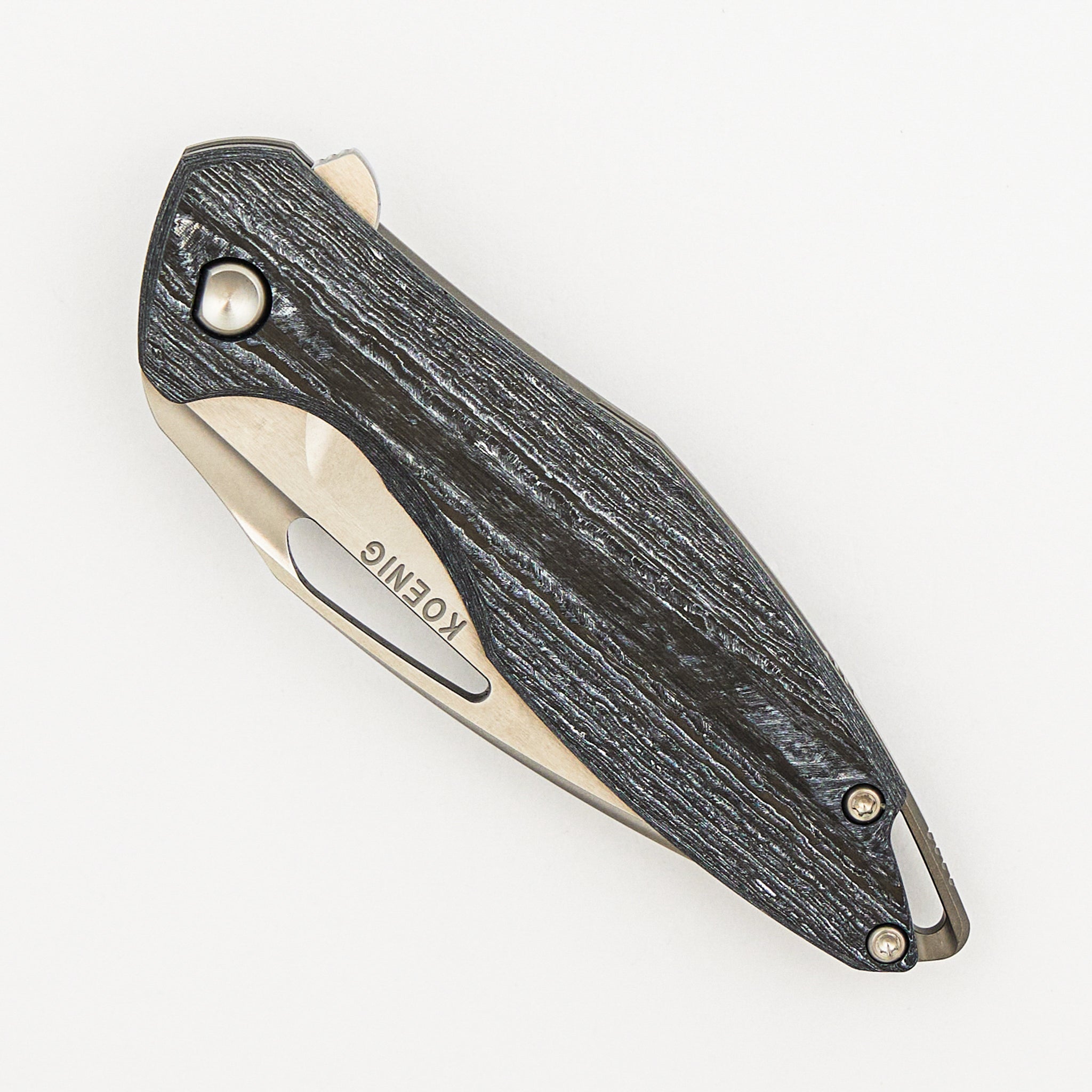 Mini Arius - Smooth White CarboTi Handle - Brightwashed W/ Polished Flats M390 Blade