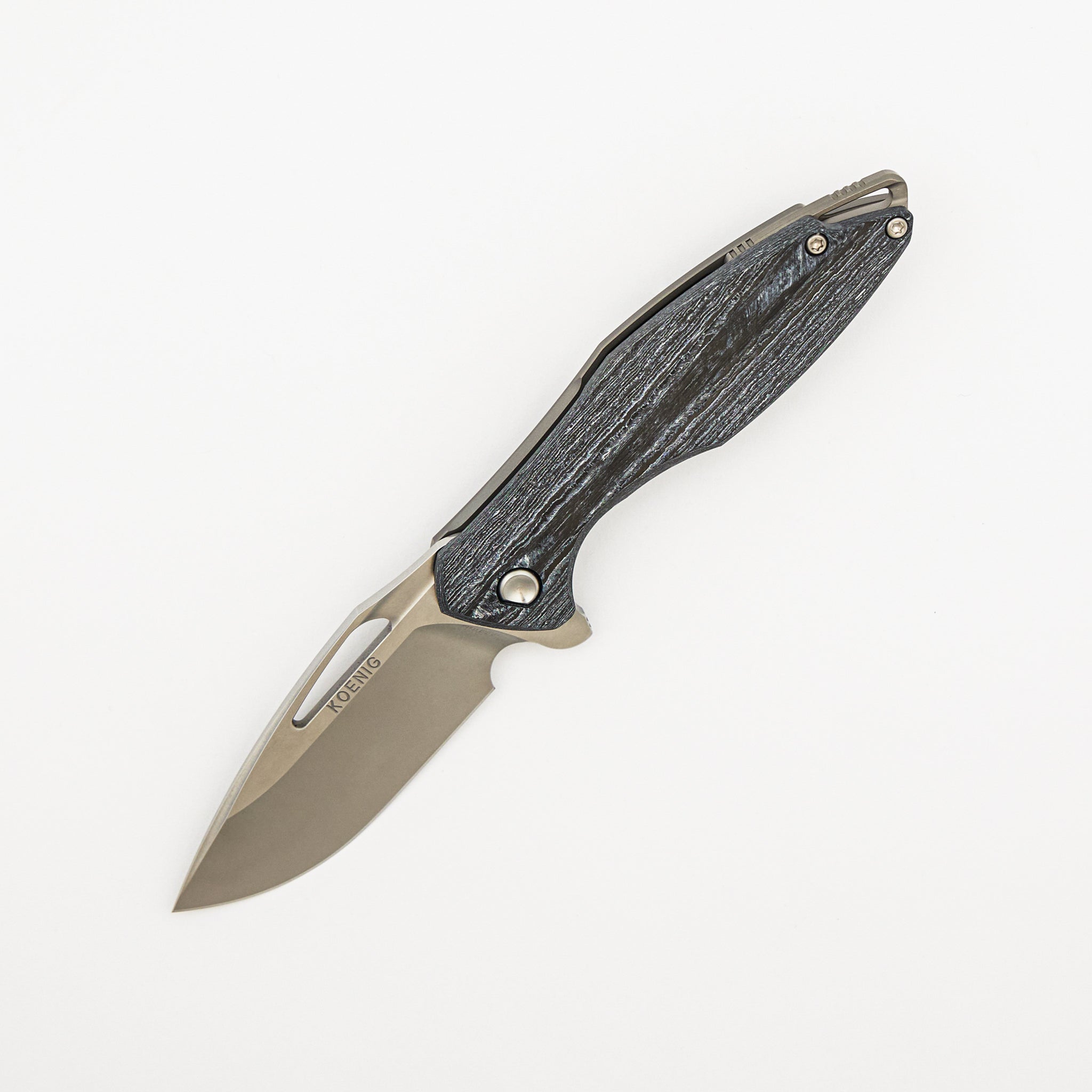 Mini Arius - Smooth White CarboTi Handle - Brightwashed W/ Polished Flats M390 Blade