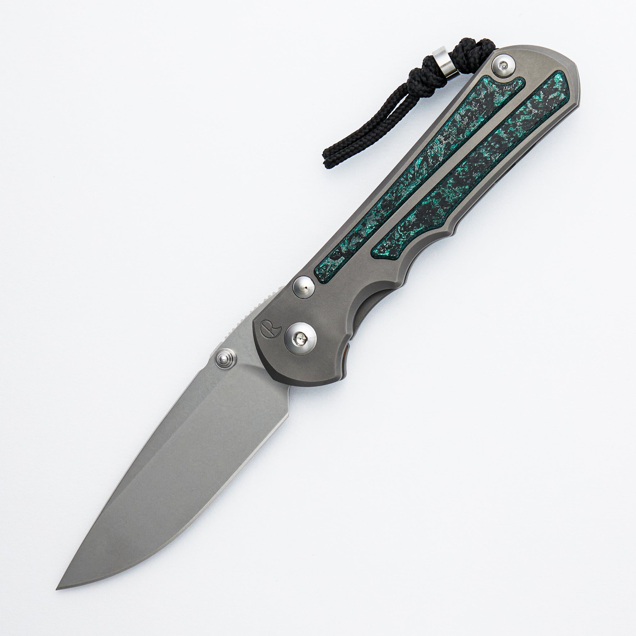 Large Inkosi - Teal Magnetic CarboTi Inlay - Drop Point CPM MagnaCut Blade - MIM Clip - 2025 R1 Invitational
